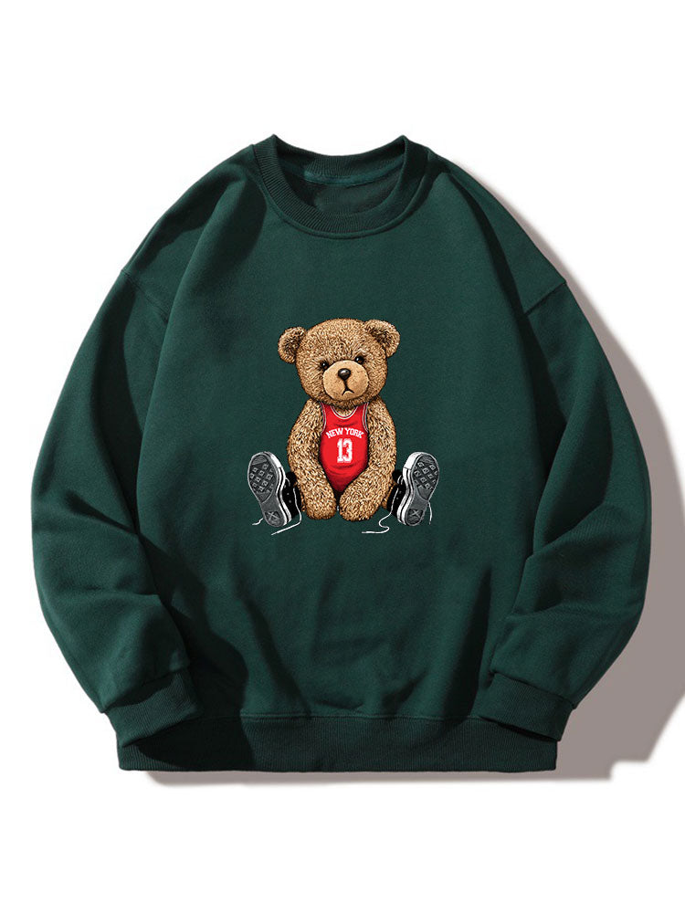 Sweat-shirt décontracté à imprimé ours de New York