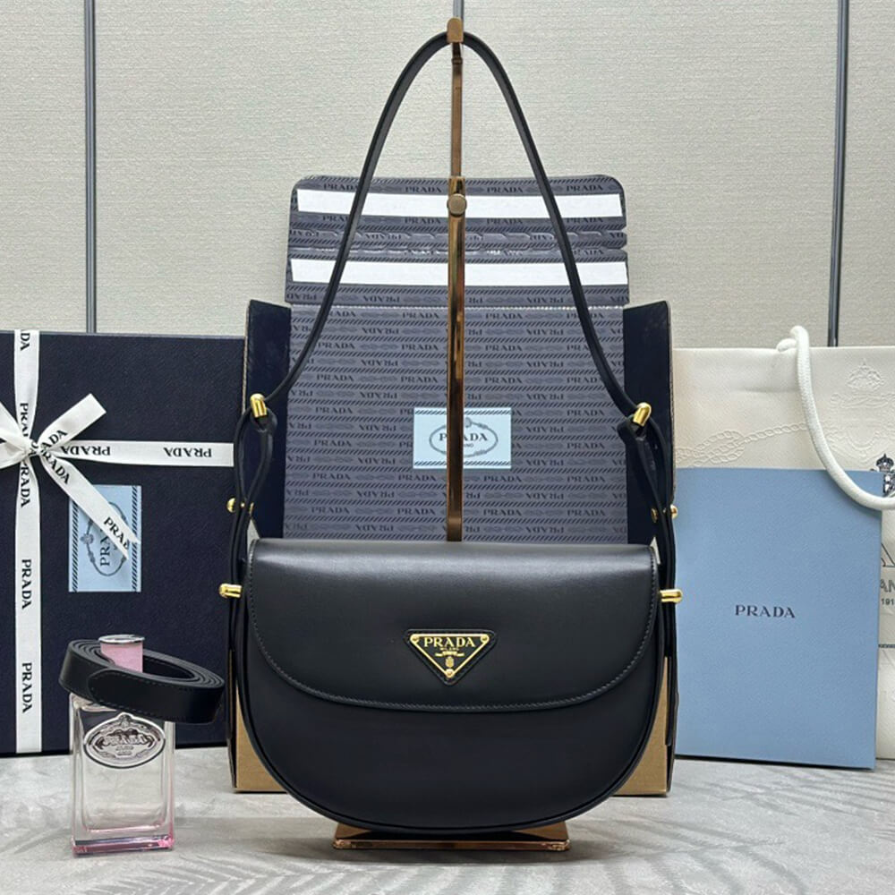 Prada Arque leather shoulder bag with flap