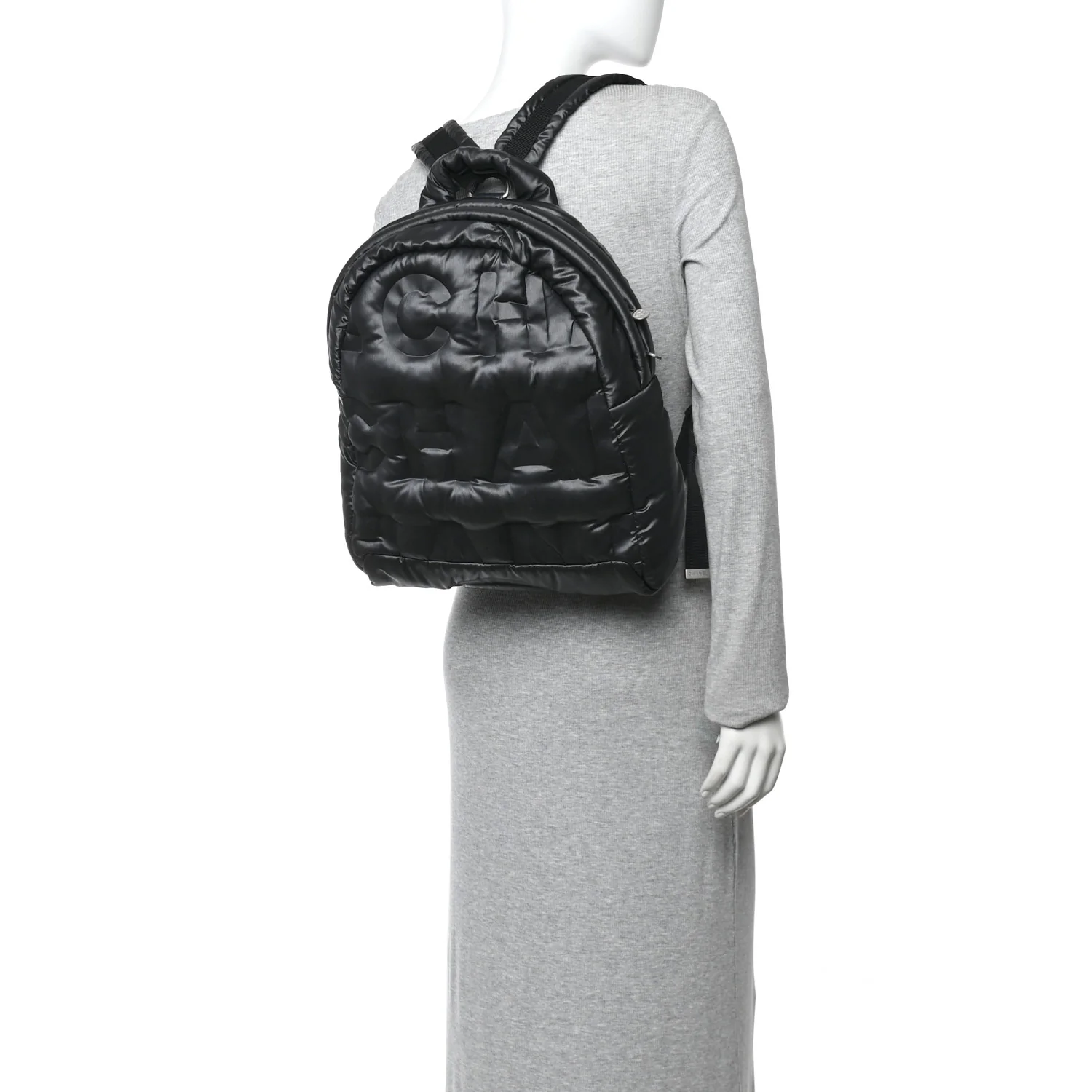 Nylon Embossed Small Doudoune Backpack Grey