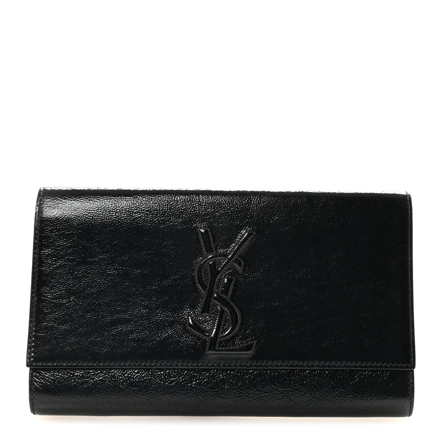 Textured Patent Monogram Large Belle De Jour Clutch Black