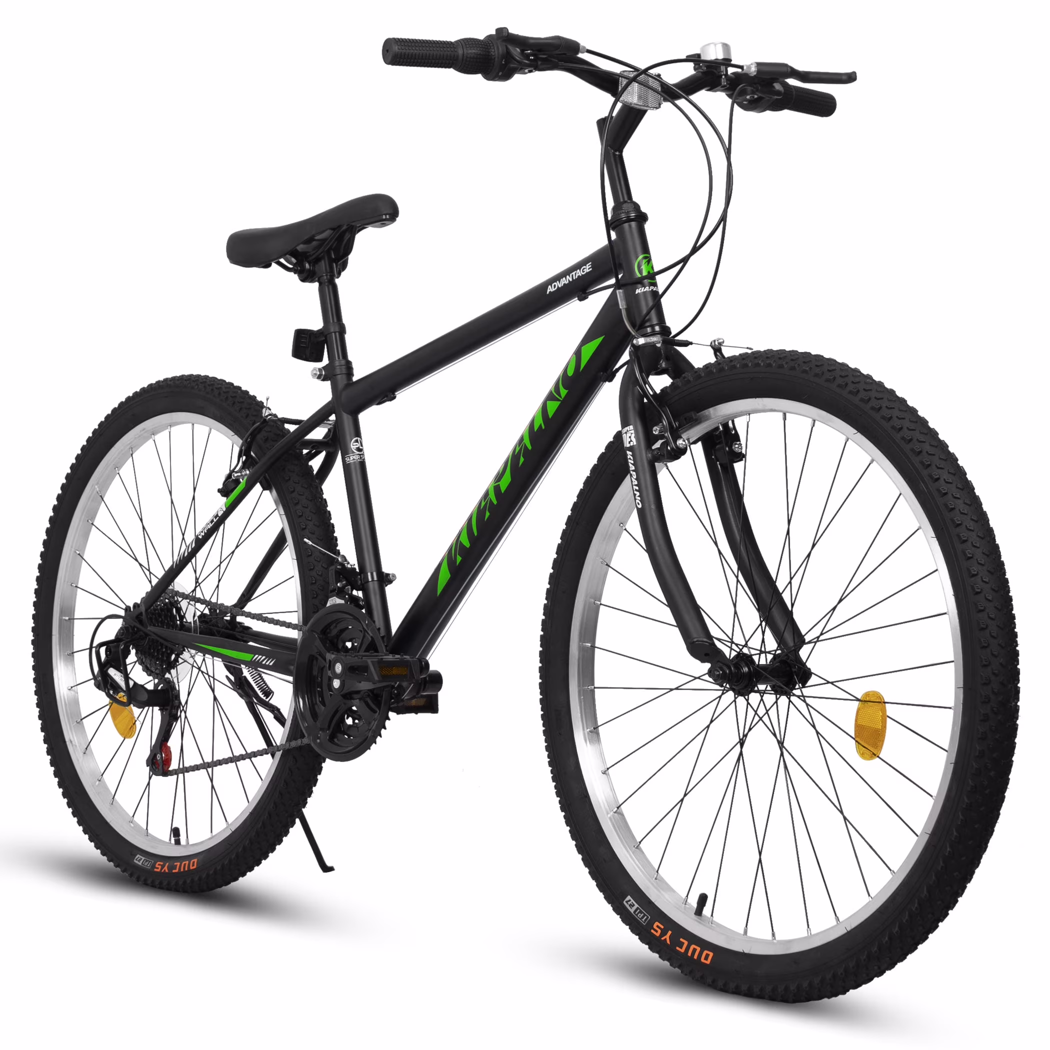 24-Inch Mountain Bike, 21-Speed Bicycle with Carbon Steel Frame & Dual V-Brakes(Black&Green)