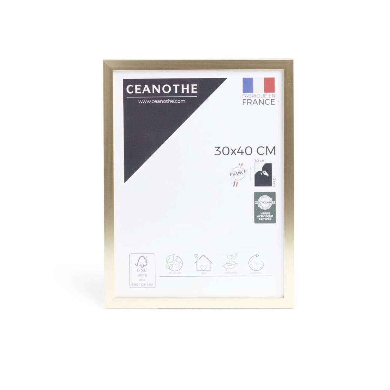 Cadre photo résine dorée 32,7x42,7cm pour photo 30x40cm