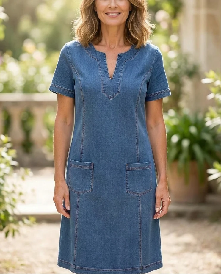 Julia | Robe en Denim Douce avec Poches Avant