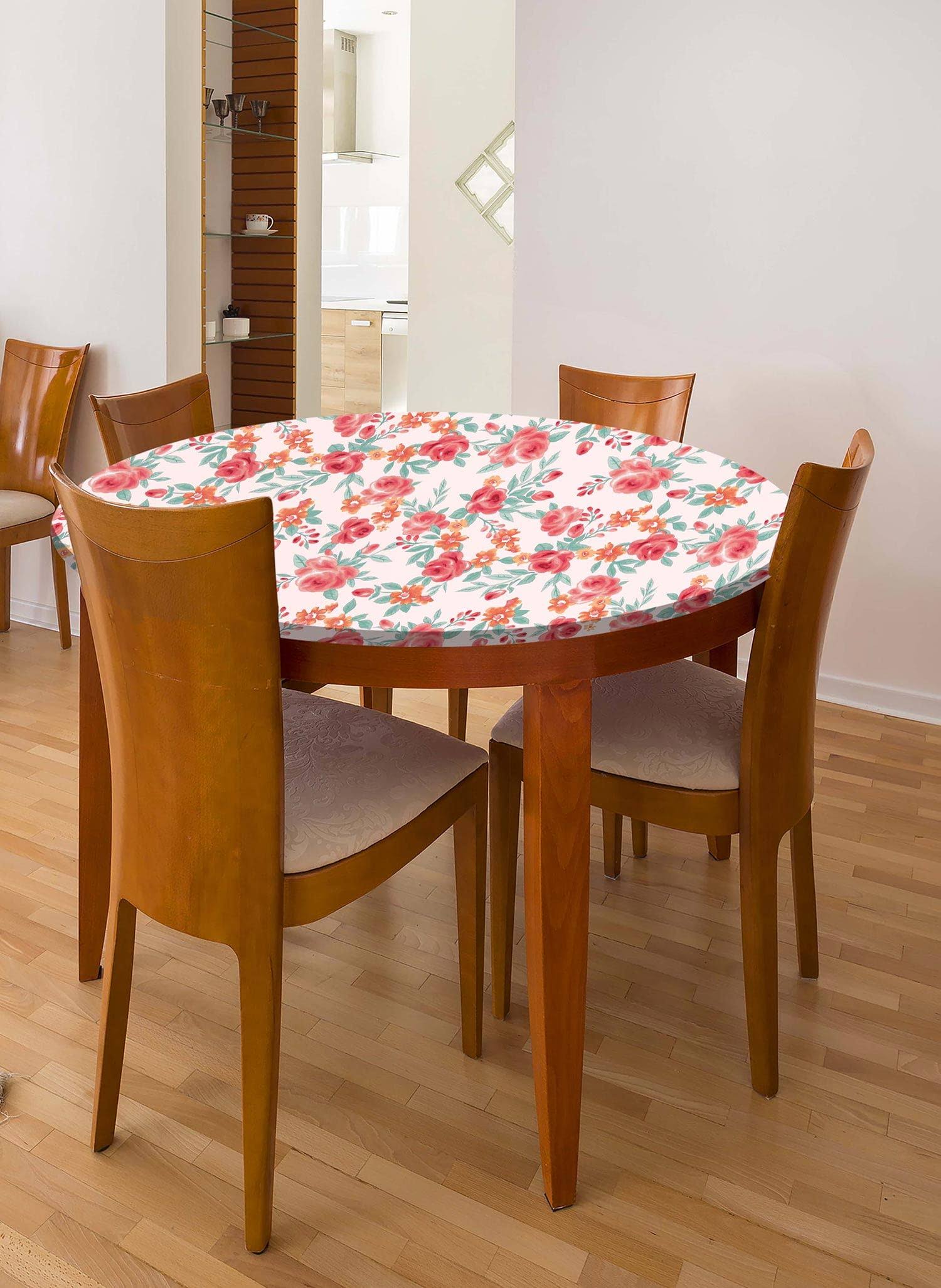 BrylaneHome 6 Foot Rectangle Stretch-Fit Table Cover - Pink
