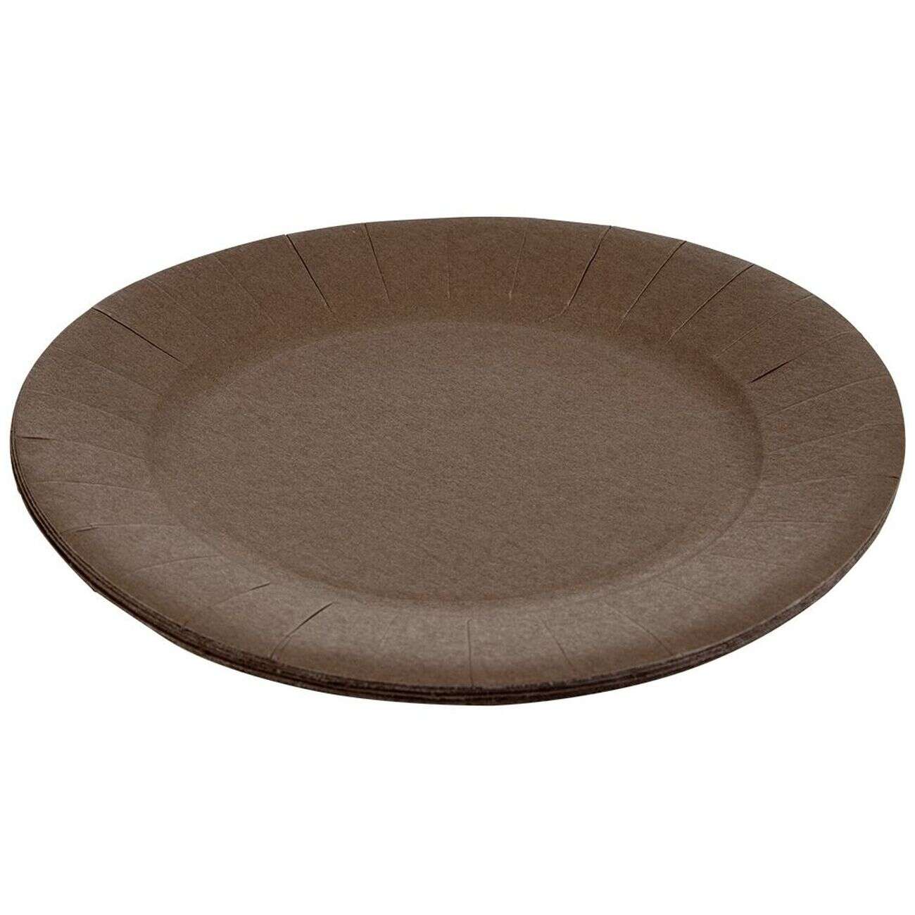 Lot de 10 assiettes en carton taupe Ø18 cm