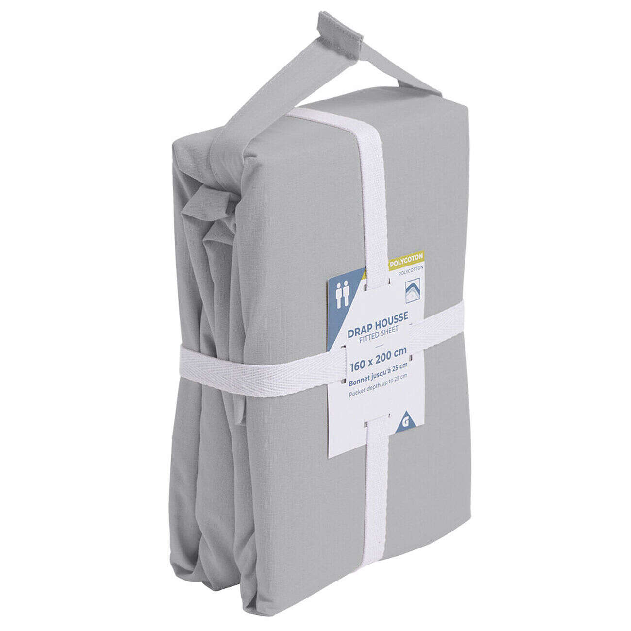 Drap housse 160x200cm polycoton gris