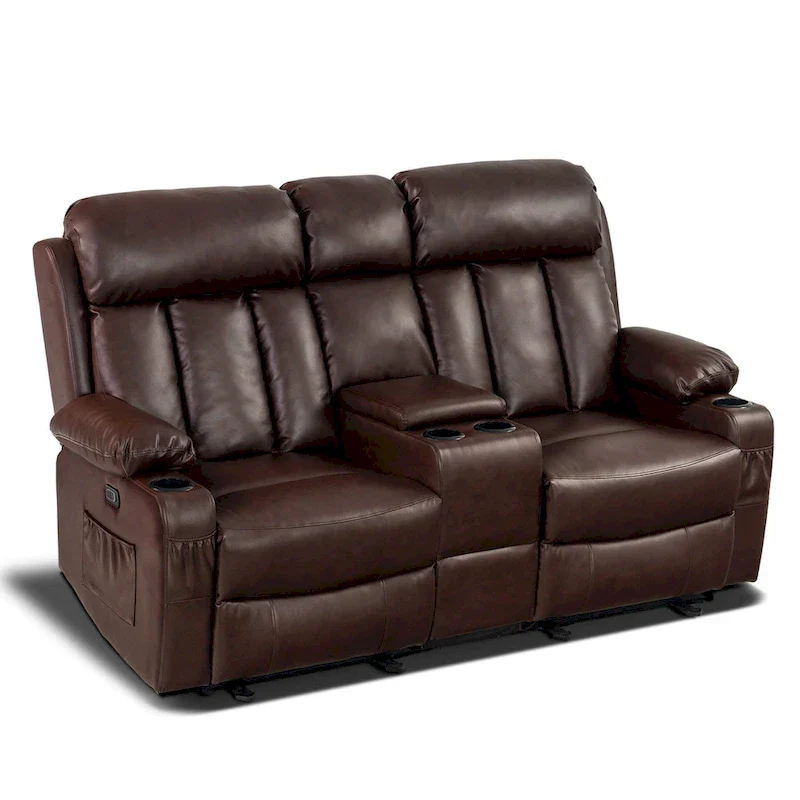 MCombo Faux Leather Electric Reclining Sofa with Heat and Massage - Models 6095/6075/6077