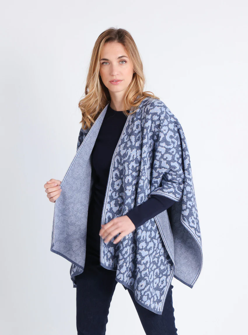 Étole femme en laine bleu