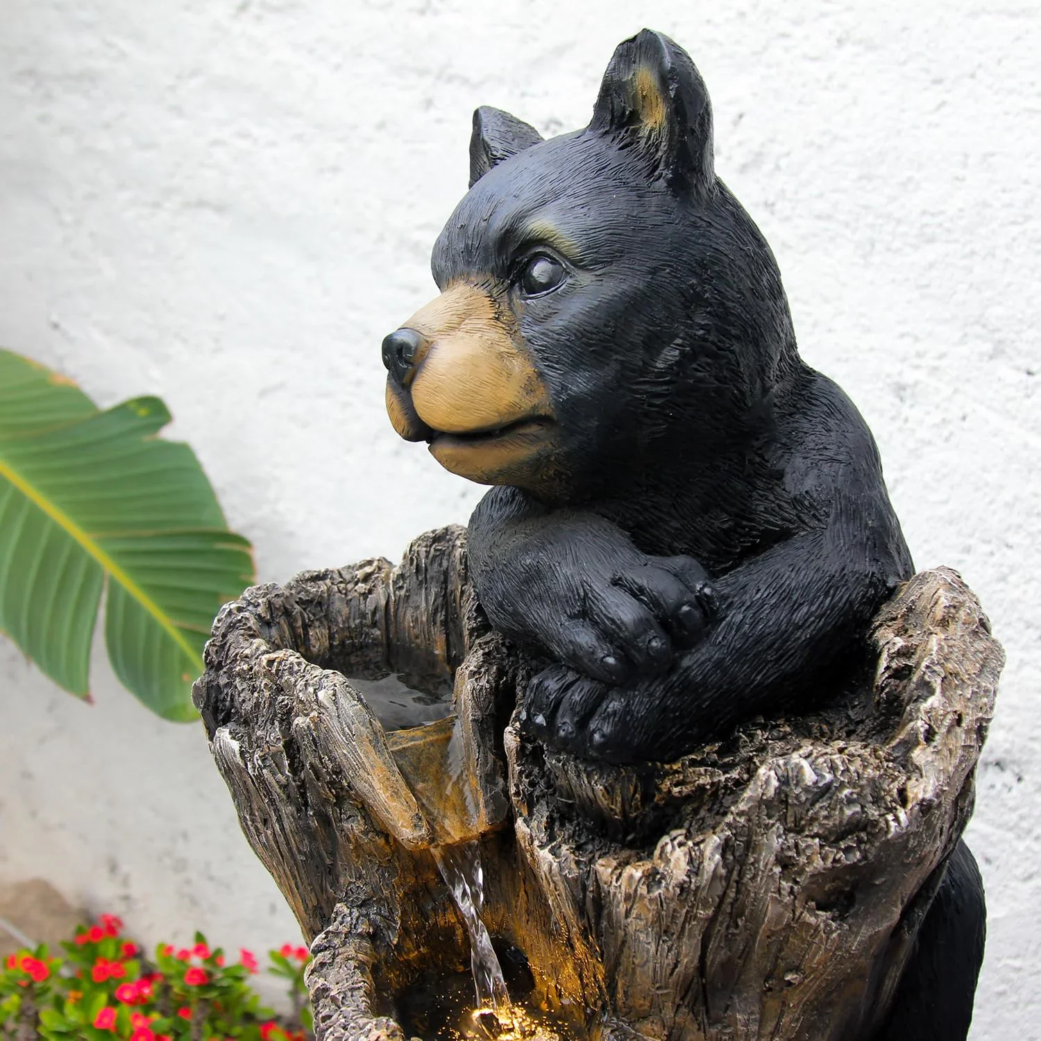 40.16 H 5 Tier Outdoor Fountain Black Bears Climbing Tree Garden Water Fountain Outdoor Water Feature Resin for Farmhouse Patio Yard Deck Home Lawn Porch House Relaxation Exterior Balcony