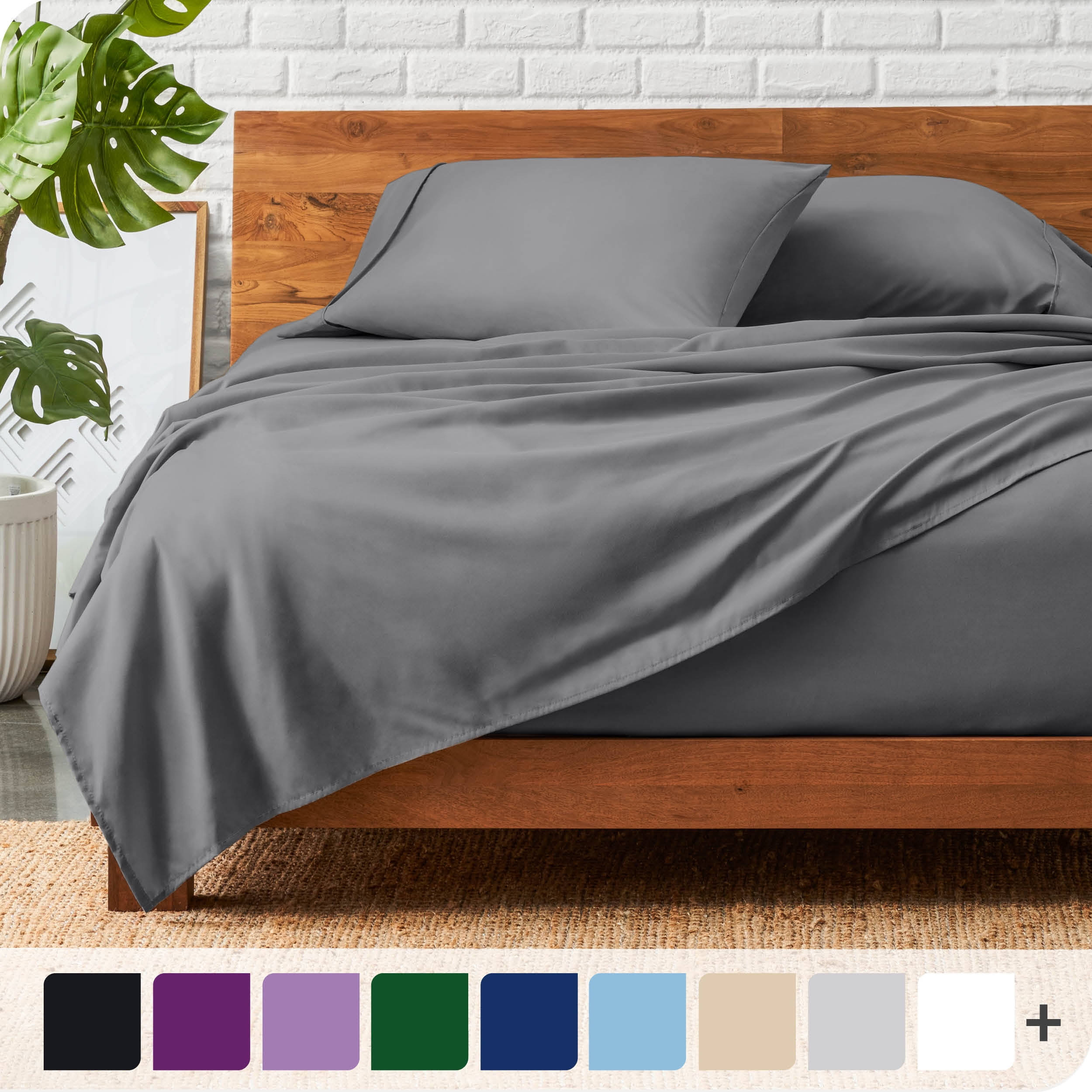 Bare Home Premium 1800 Ultra-Soft Microfiber Collection Sheet Set: size:Queen Grey