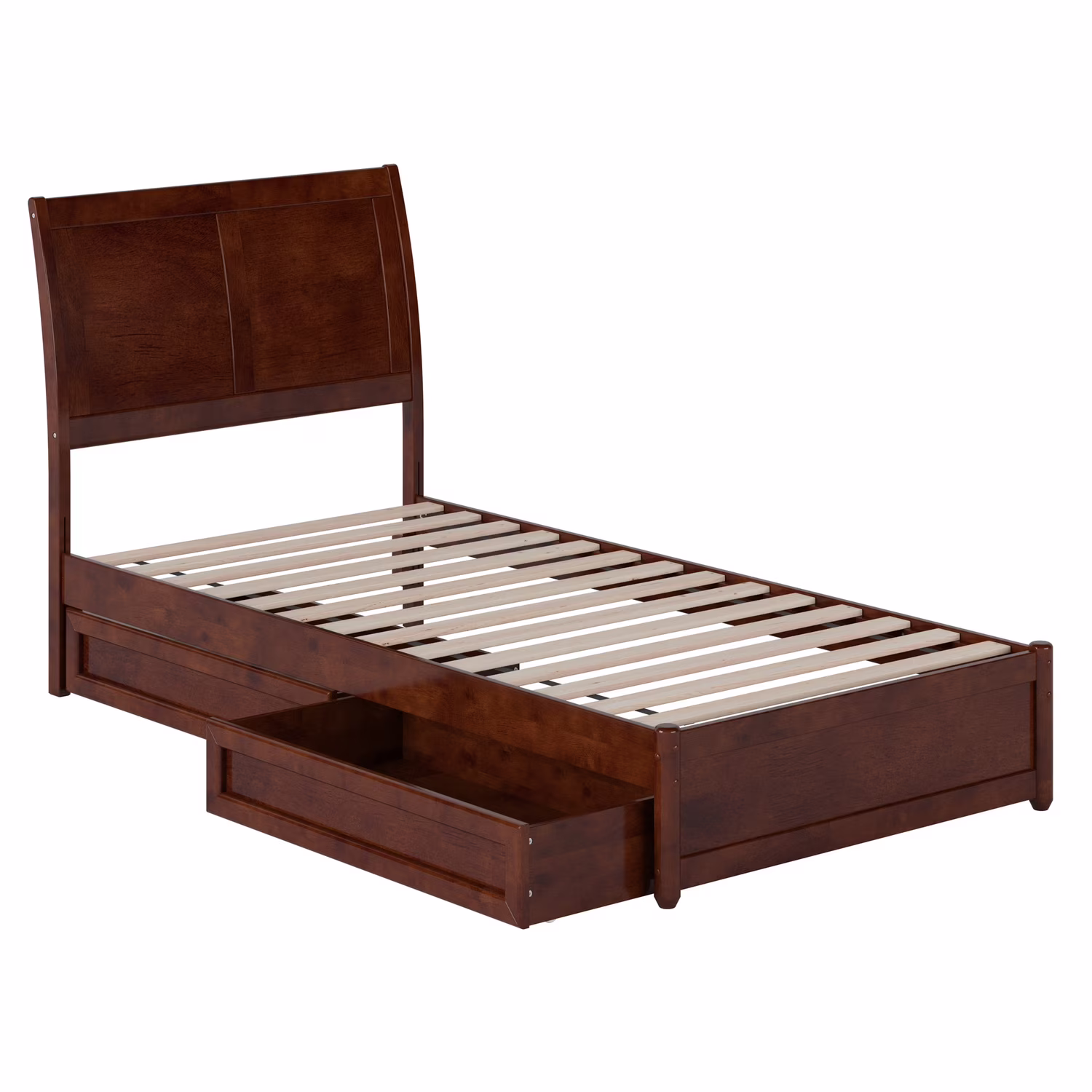 AFI, Andorra Twin XL Platform Bed with Panel Footboard and Storage Drawers, Walnut