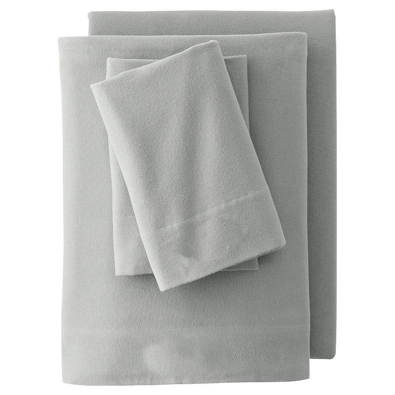 Lands' End Velvet Flannel Sheet Set or 2-Pack Pillowcase Set, Grey, Full Set