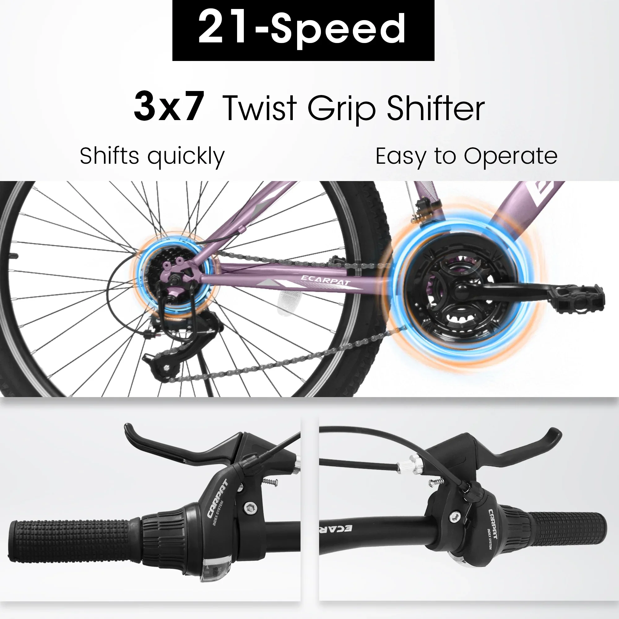 24“/26 Mountain Bike for Women - 21-Speed, Dual Disc Brakes, Front Suspension, All-Terrain Tires, 85% Pre-Assembled Carbon Steel Frame Bicycle