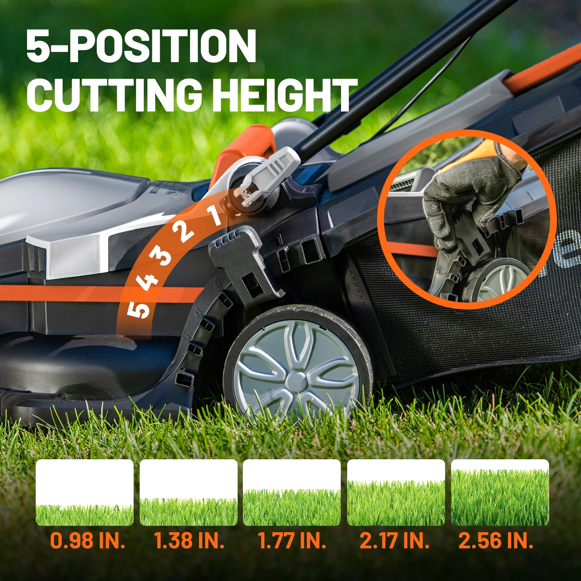 Litheli Cordless Lawn Mower, U20 Series 20V Electric Lawn Mowers, 13 in, Adjustment Heights, Light Weight, with 2*2.0ah Portable Battery, for Garden/Yard/Farm