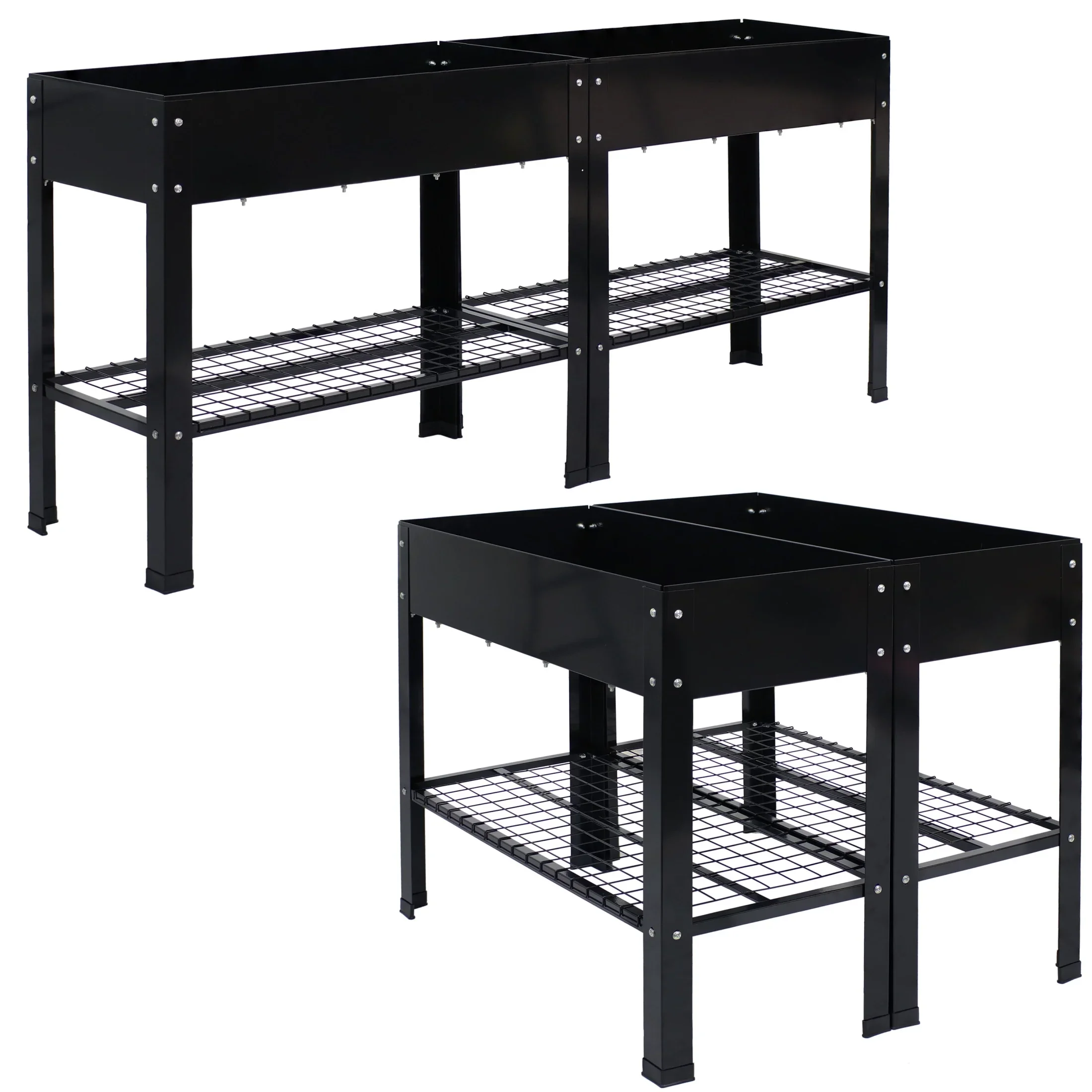 Sunnydaze 35.75 x 16 x 31.75 Black Galvanized Steel Raised Garden Bed, Set of 2