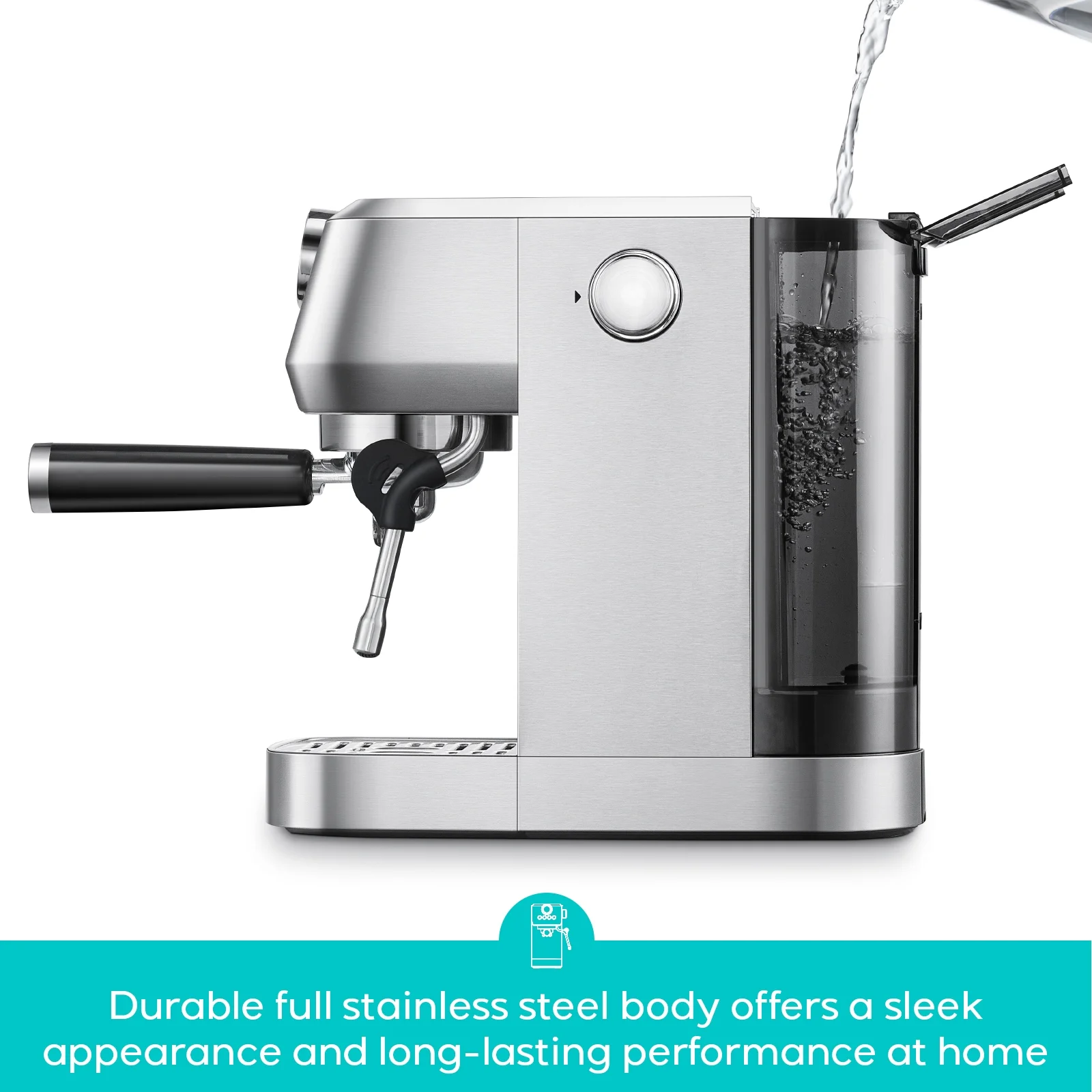 CASABREWS 3700gense, 20 Bar Espresso Machine and Coffee Maker with Milk Frother, Silver