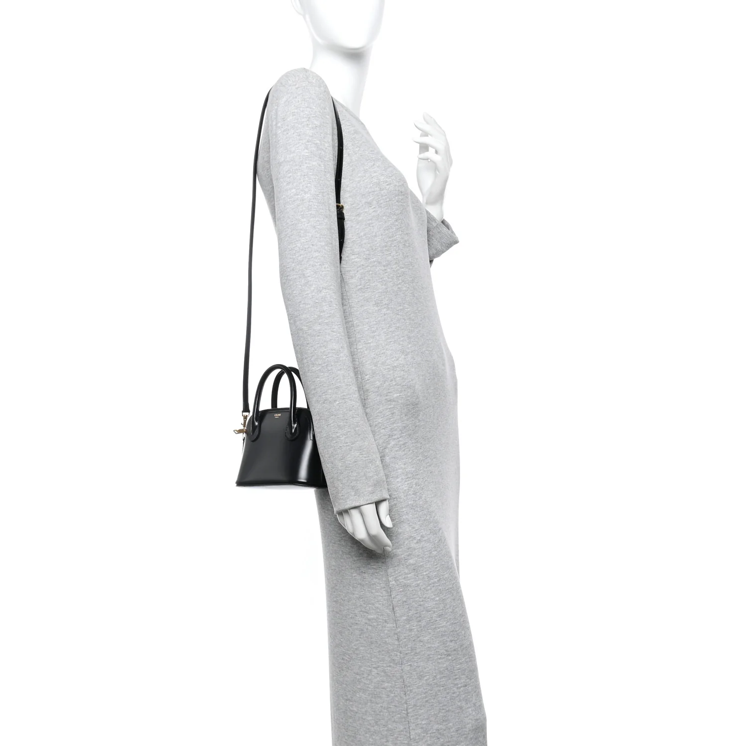 Shiny Calfskin Mini Honorine Bag Black