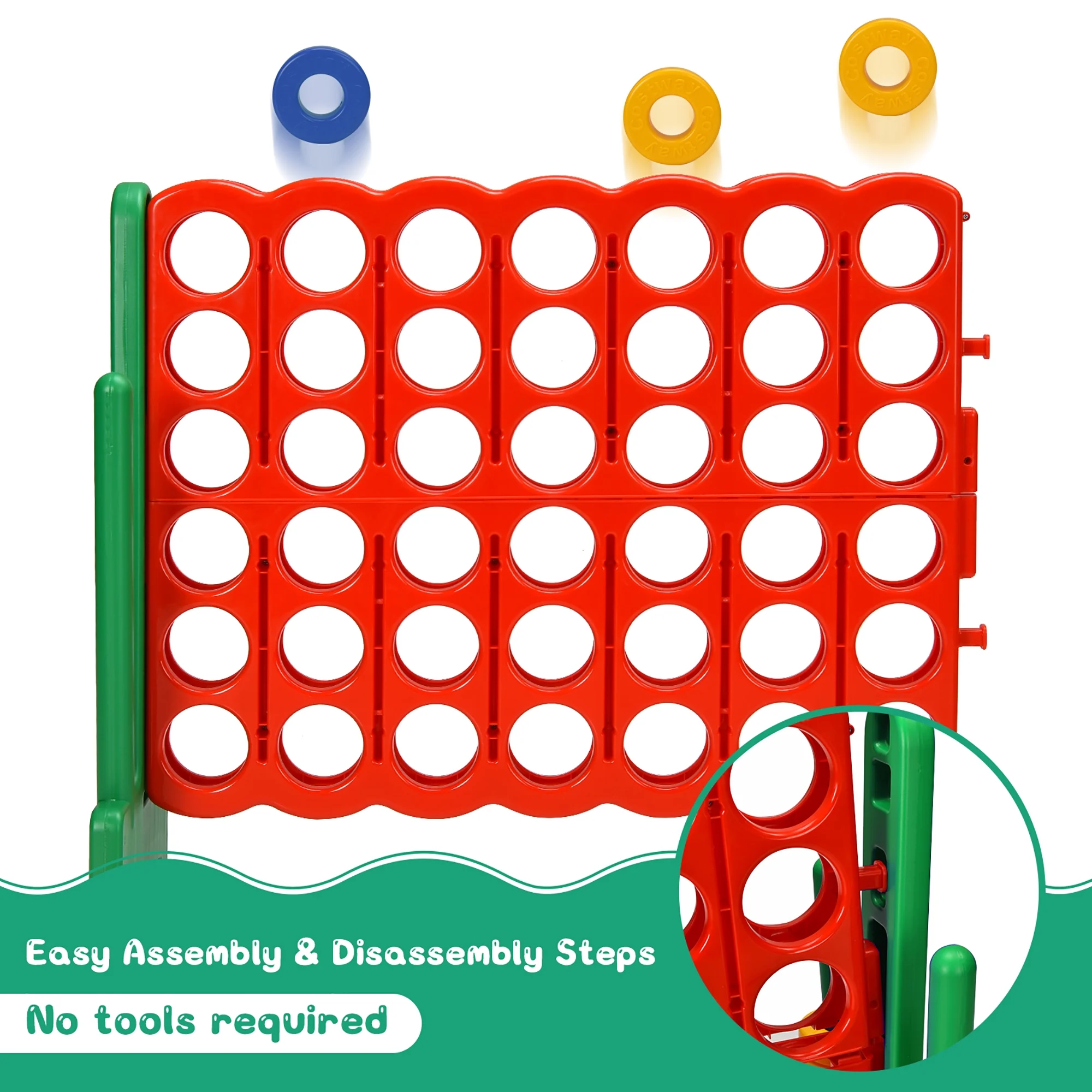 Giant 4 in A Row Jumbo 4-to-Score Game Set W/Storage Carrying Bag for Kids Adult(Red/Green) - Image 6