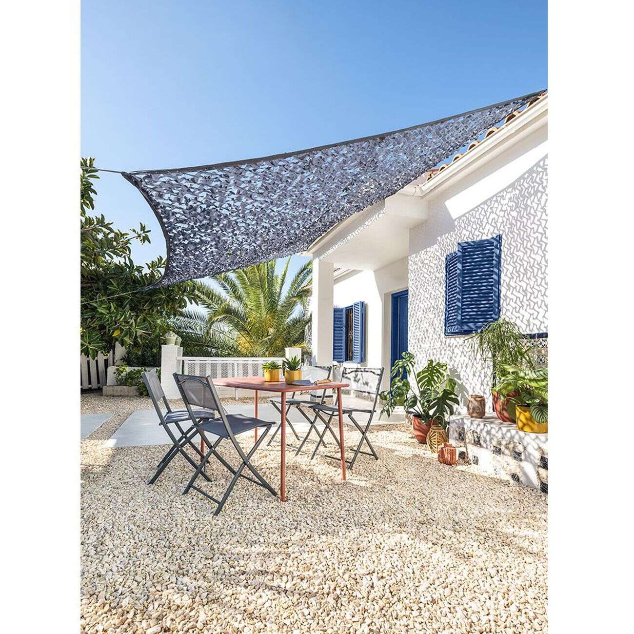 Voile d'ombrage ajouré Corse carré gris 300x300cm