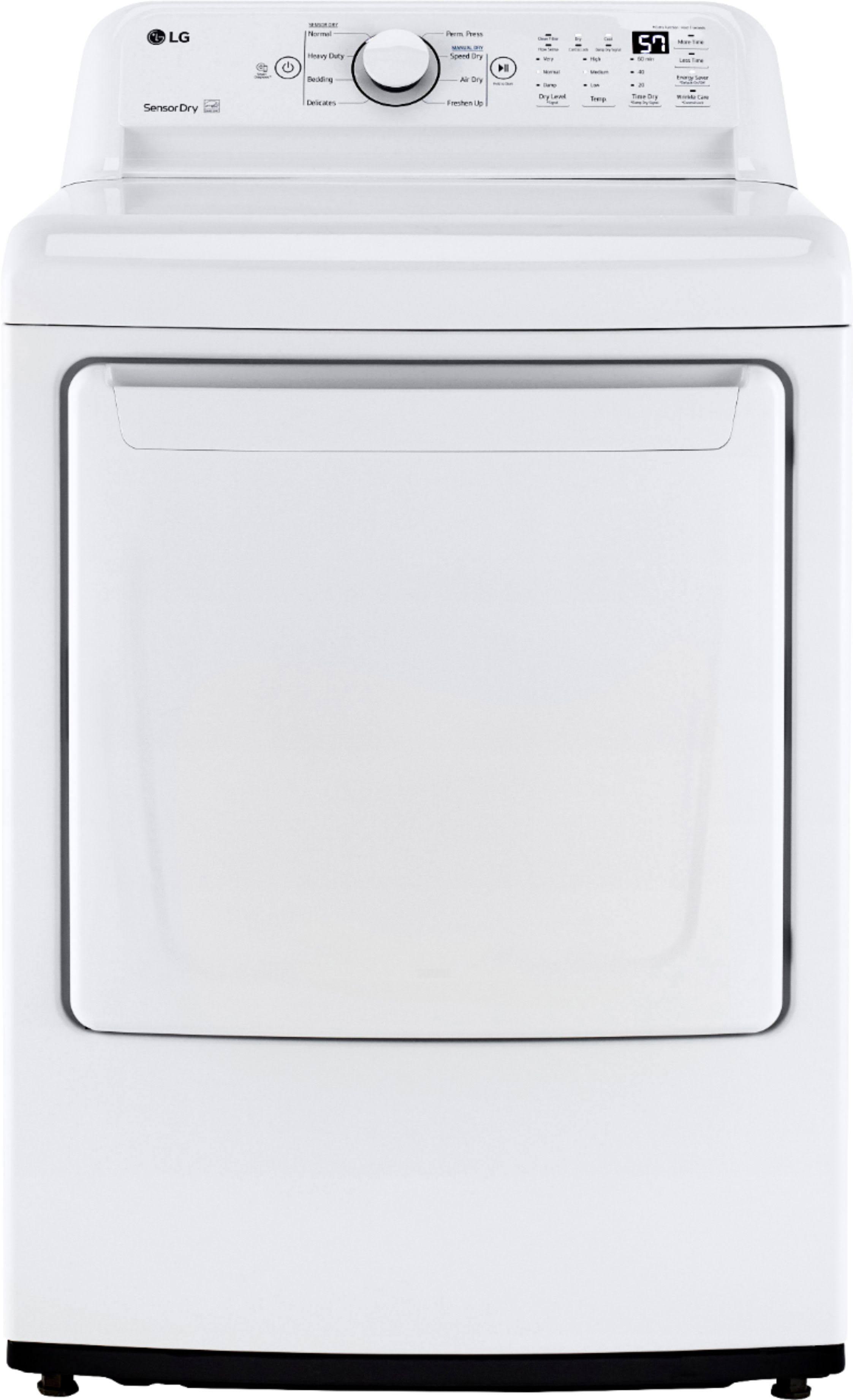 LG - 7.3 Cu ft Electric Dryer with Sensor Dry - White