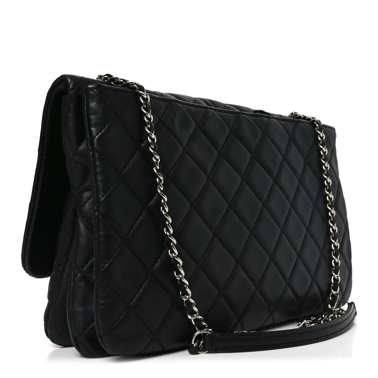 Lambskin Quilted Jumbo Chanel 3 Flap Bag Black