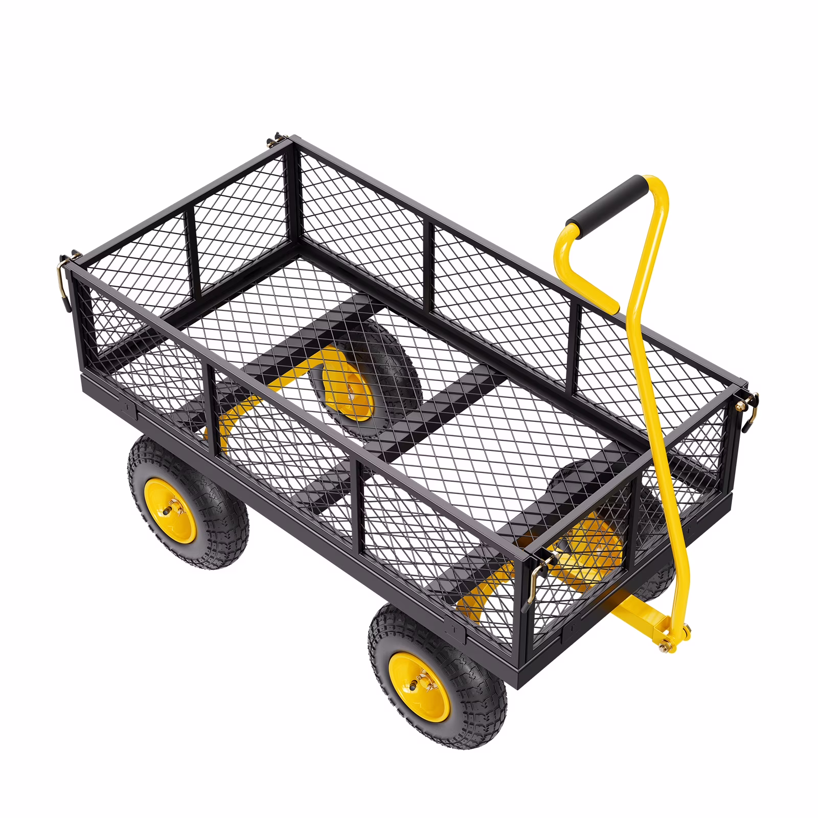 Mesh Steel Garden Cart 900 Lbs, 38 x 22 " Heavy Duty Utility Wagon Cart, Metal Garden Trolley with 10" Wheels, Removable Mesh Sides, 180��Swiveling Handle (Green)(Green) - Image 3