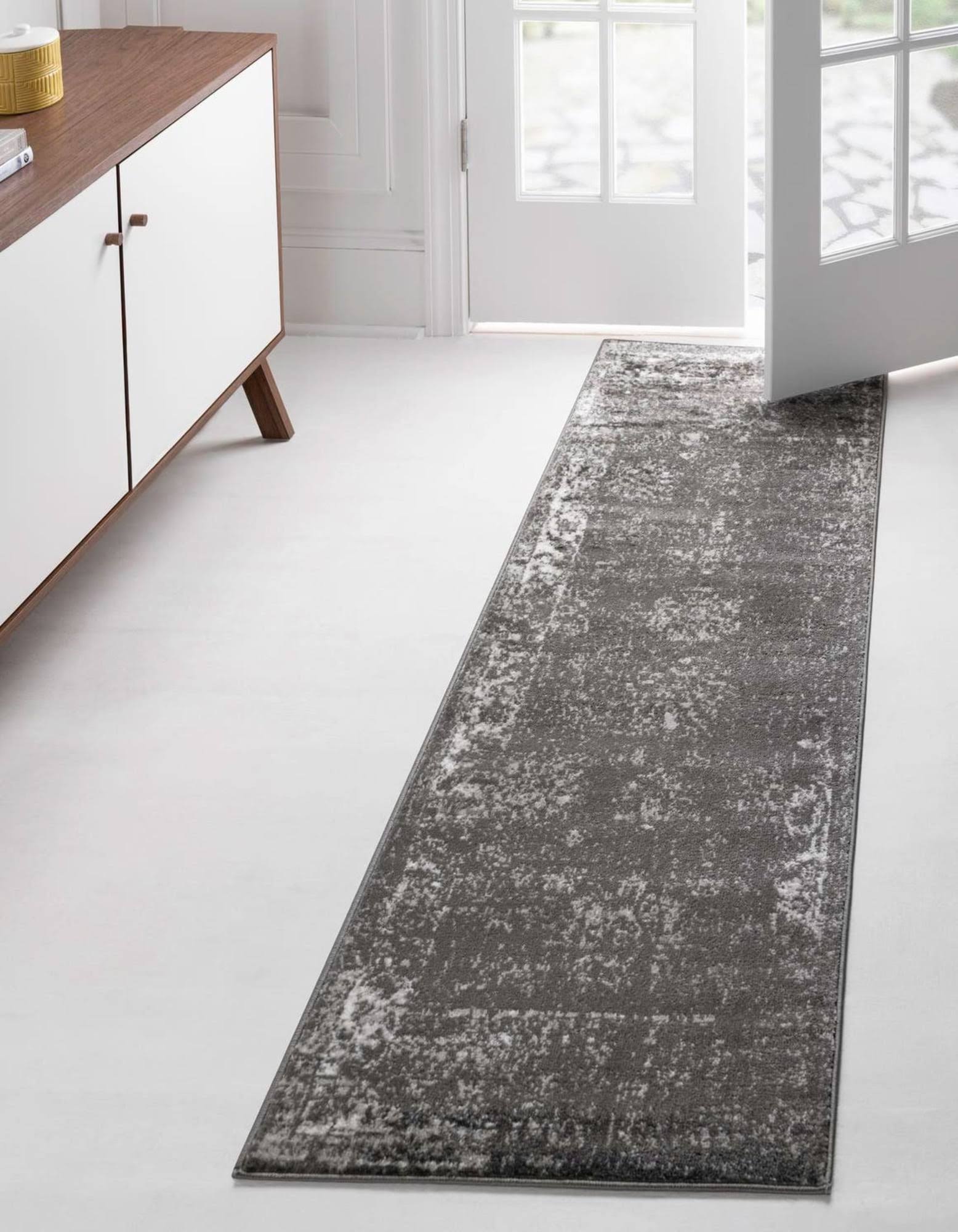 Unique Loom Monaco 4 ft Runner Gray Bohemian, Floral Area Rug