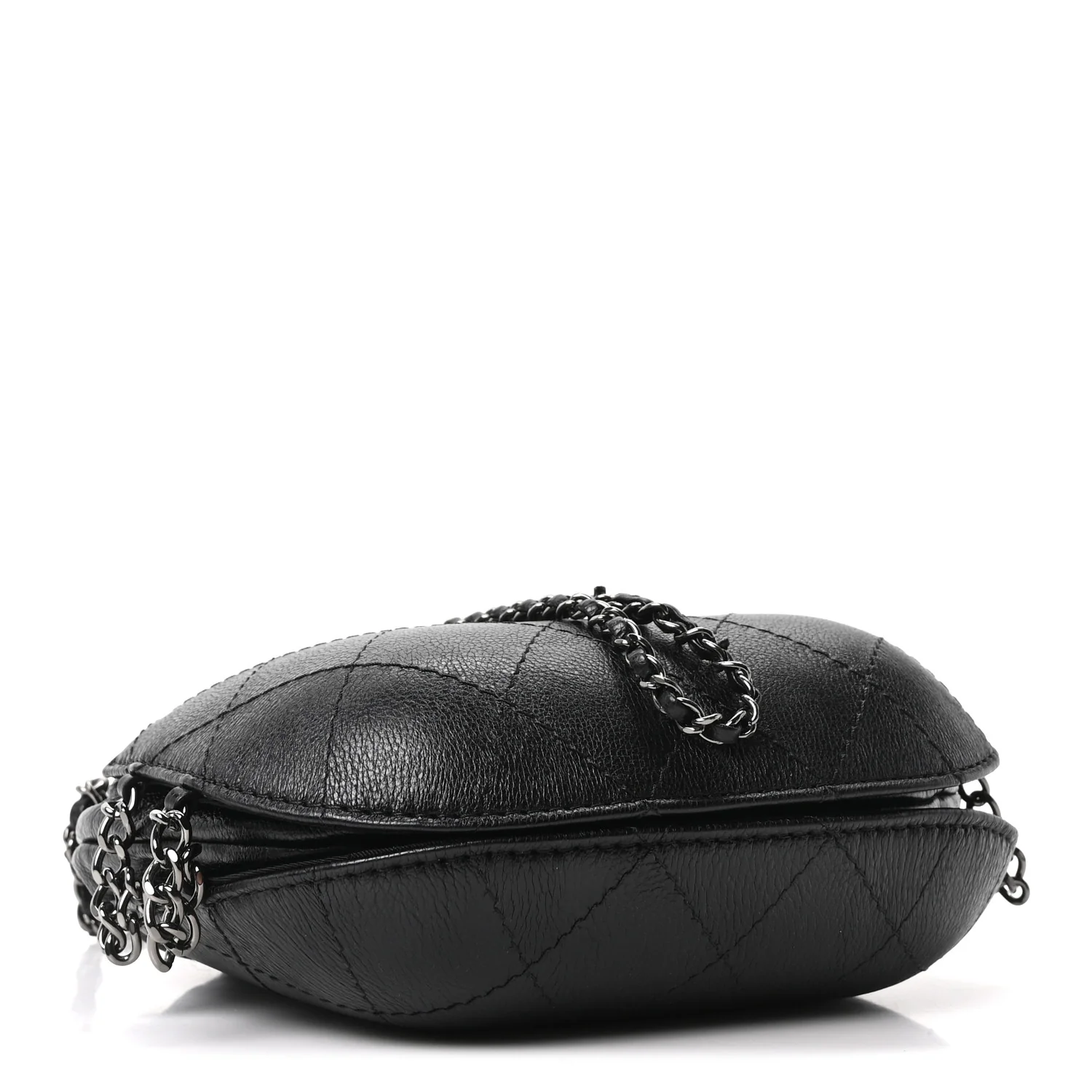 Aged Calfskin Quilted Small Gabrielle Bucket Black