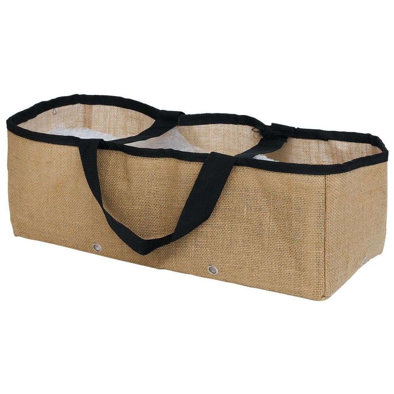 Jardinière souple avec poignées jute naturel et noir L50cm