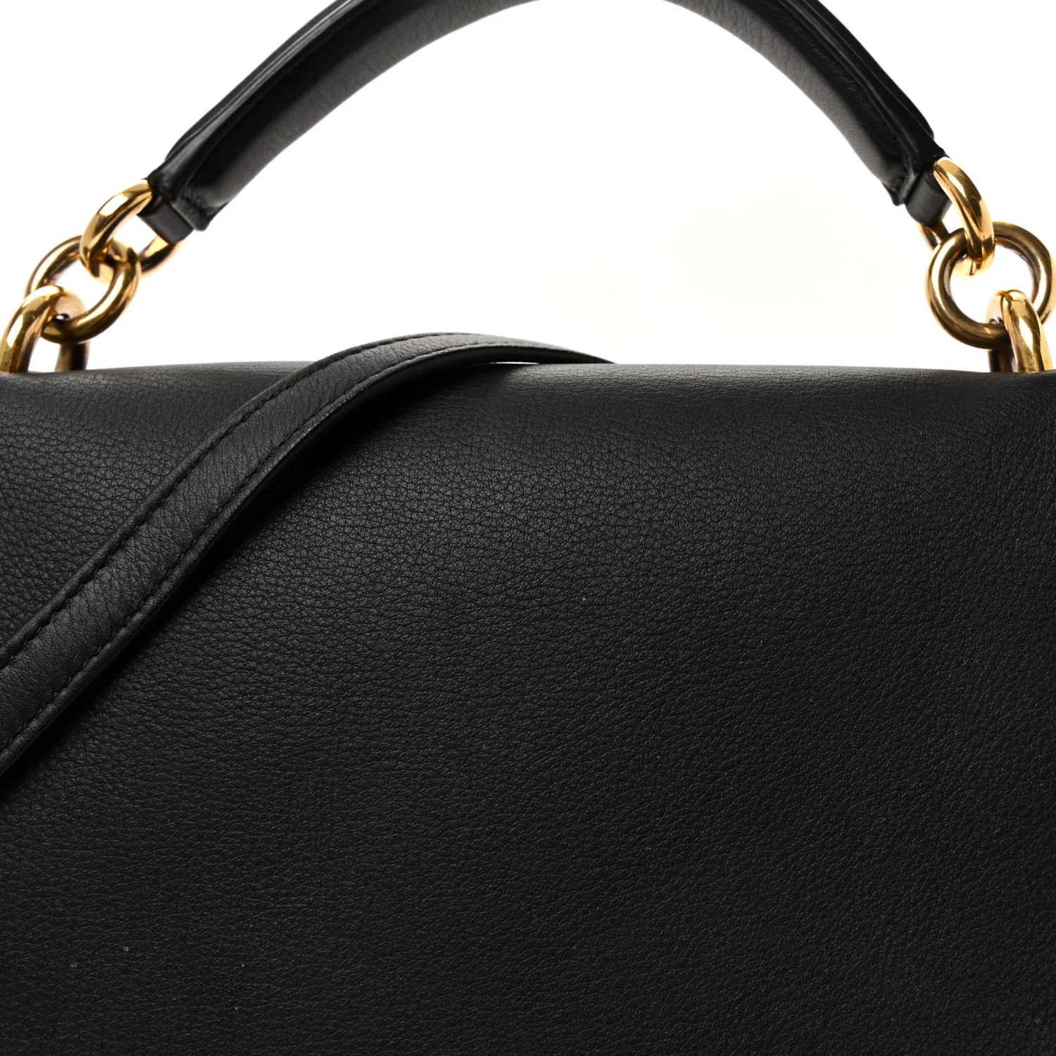Calfskin Embossed Medium Margot Top Handle Satchel Black