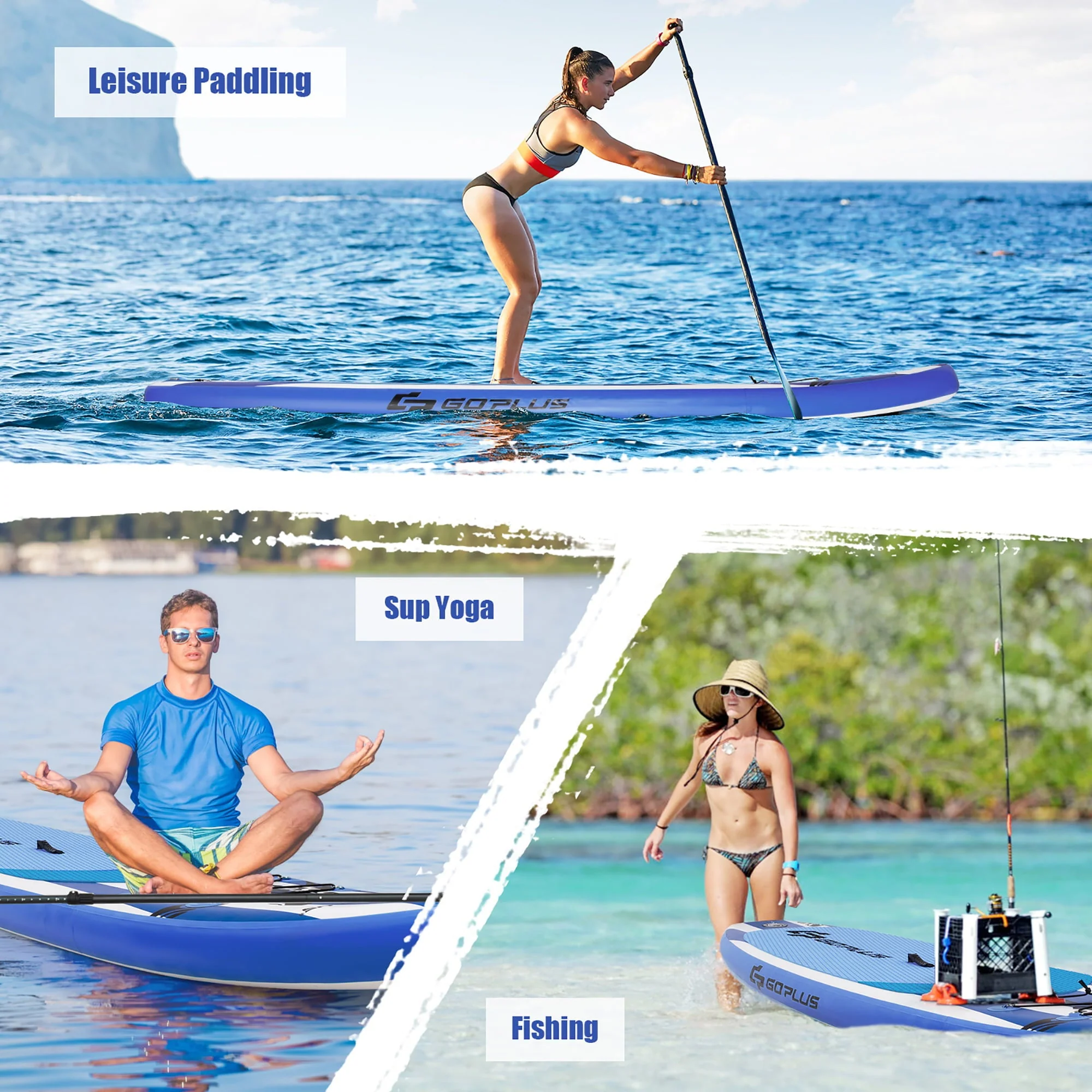 11’ Inflatable Stand Up Paddle Board SUP W/Carrying Bag Aluminum Paddle Navy - Image 8