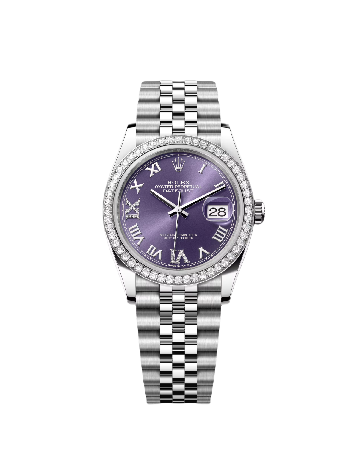 【Super Clone】RLX  Datejust 36mm 126284 Aubergine Dial Jubilee Bracelet