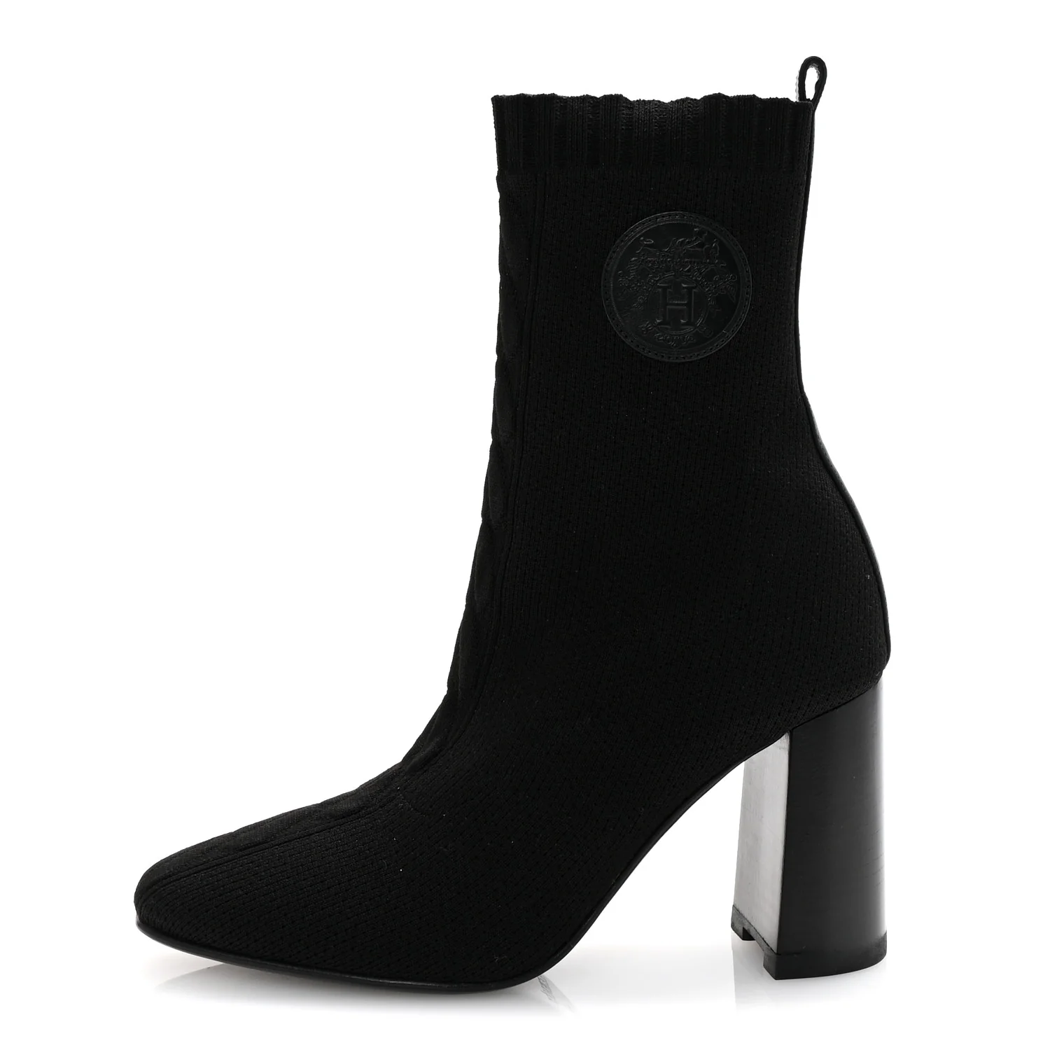 Knit Calfskin Volver 90 Ankle Boots 35 Black