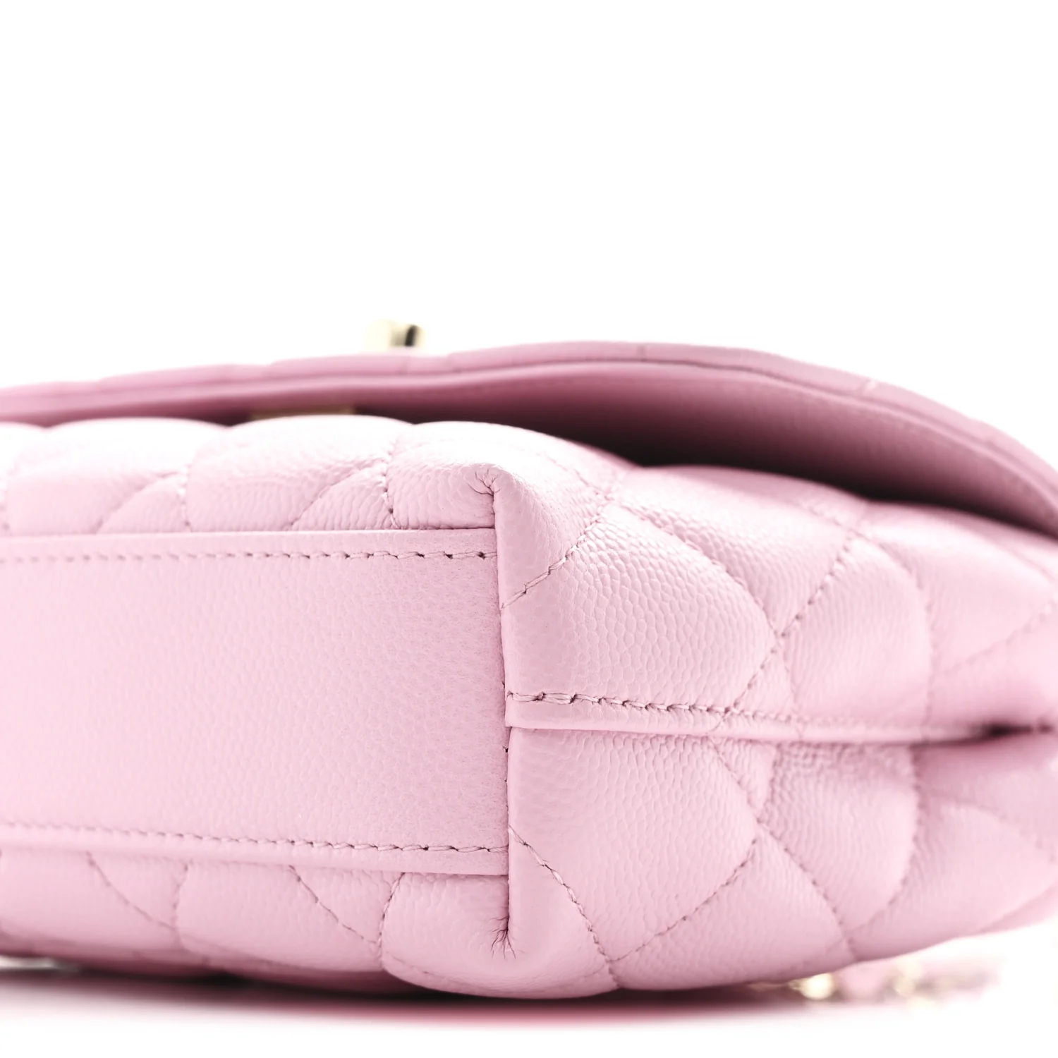 Caviar Quilted Coco Handle Clutch With Chain Pink