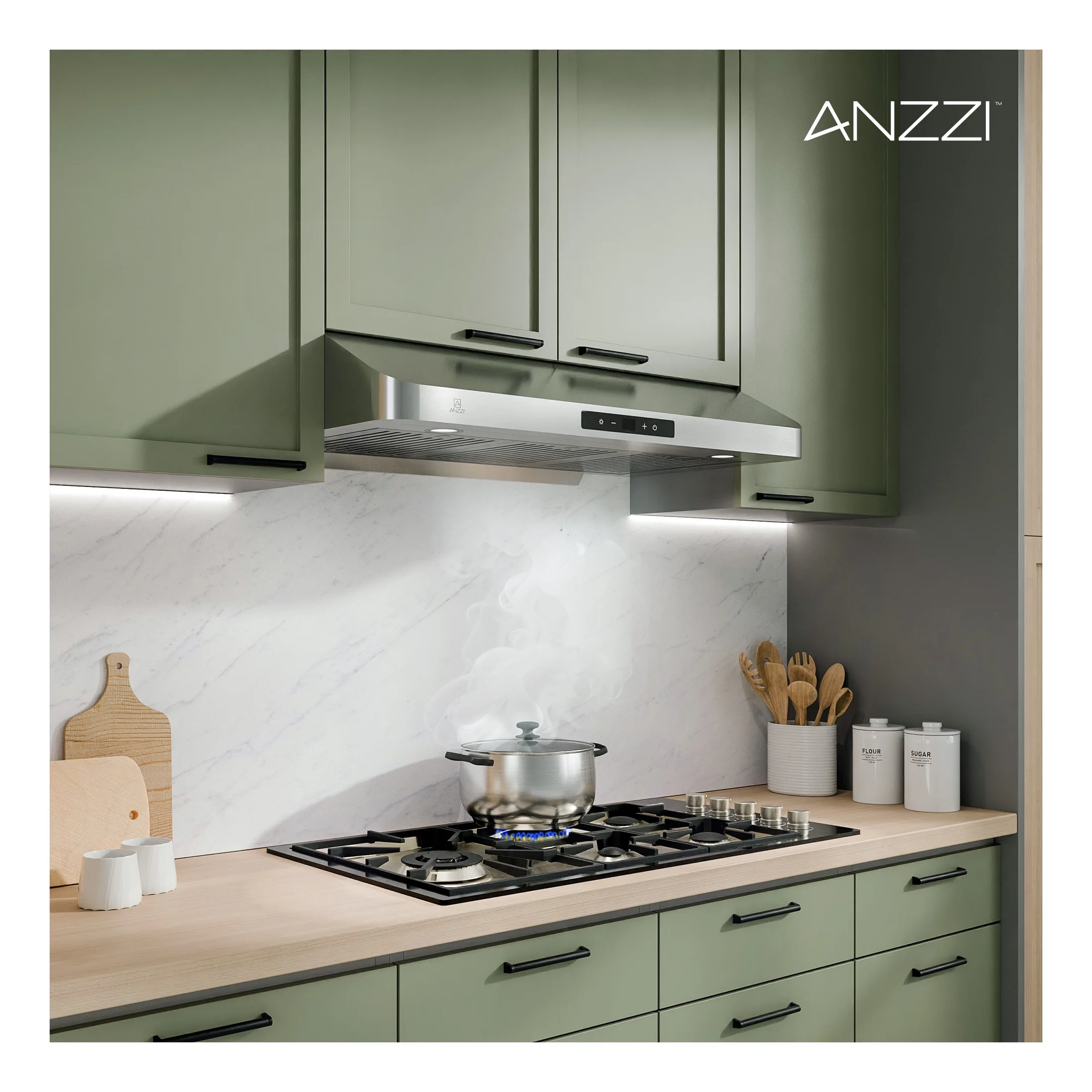 Anzzi RH - AZ0391TSS 36 In. 600 CFM 4 - Speed Stainless Steel Under Cabinet Convertible Residential Range Hood with LED Lamp