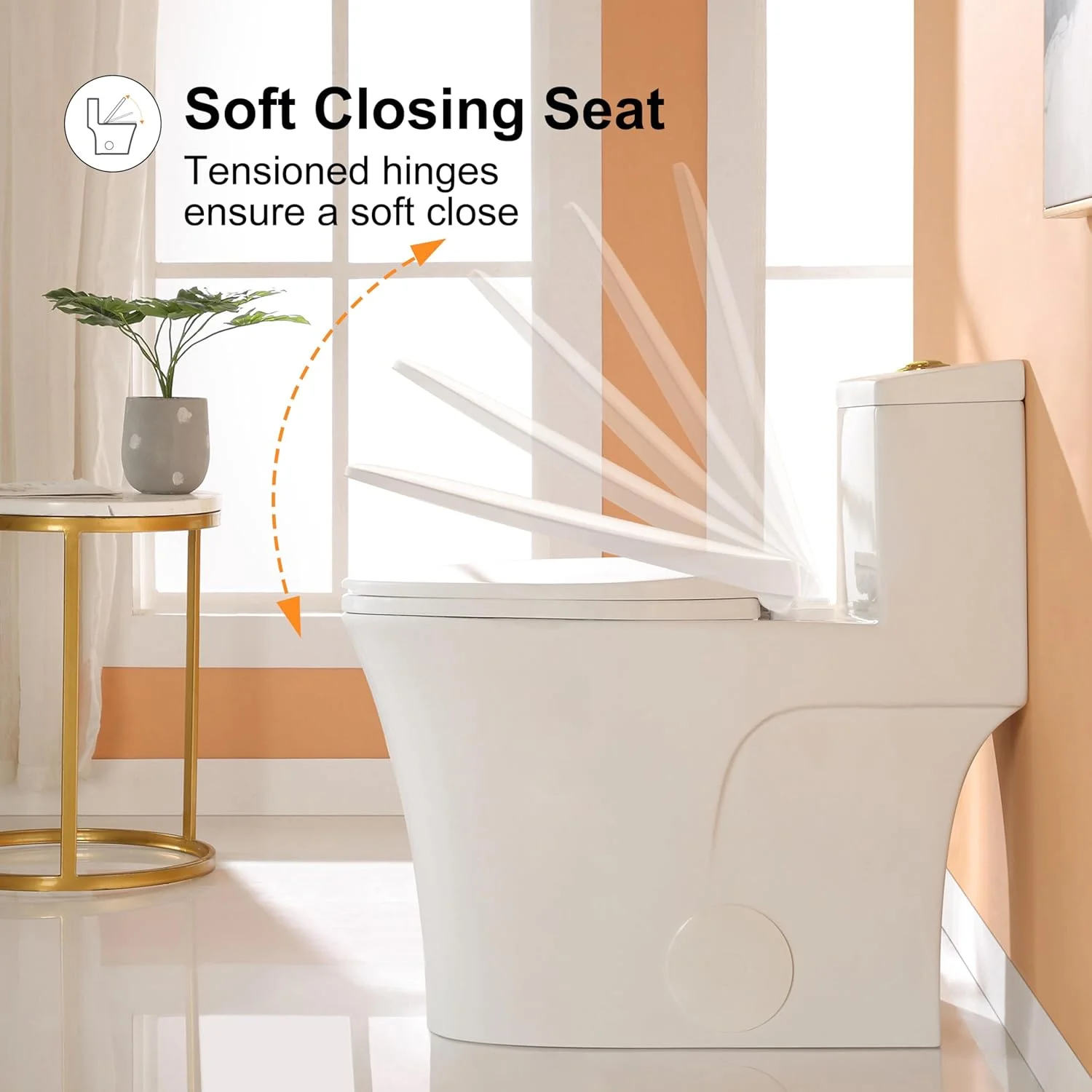 Compact One Piece Toilet with Comfort Seat ADA Height 17.3" Elongated Dual Flush 0.8/1.28 GPF(12 Rough-In/White with Chrome Button) - Image 4