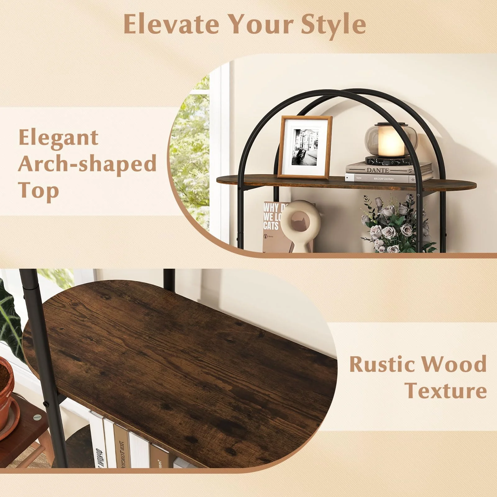 Tangkula 4-Tier Open Bookcase with Sturdy Metal Frame