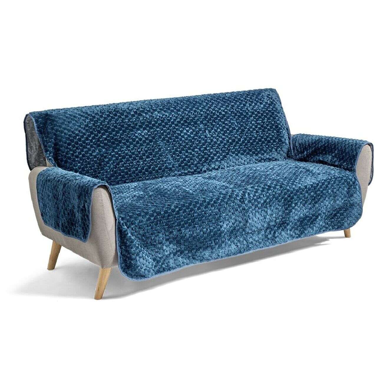 Housse protège canapé 3 places polyester 179x279cm - 3 coloris