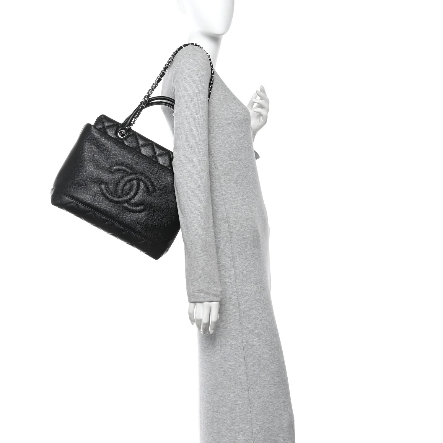 Soft Caviar CC Medium Top Handle Tote Black