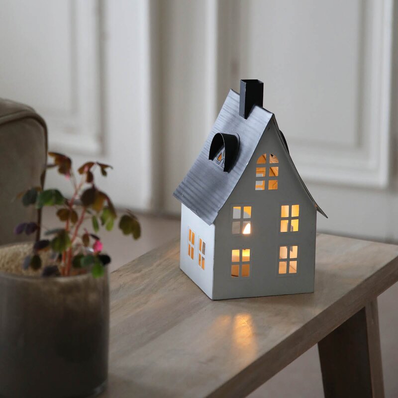 Luton lyshus 1 lys 23 cm hvit/svart