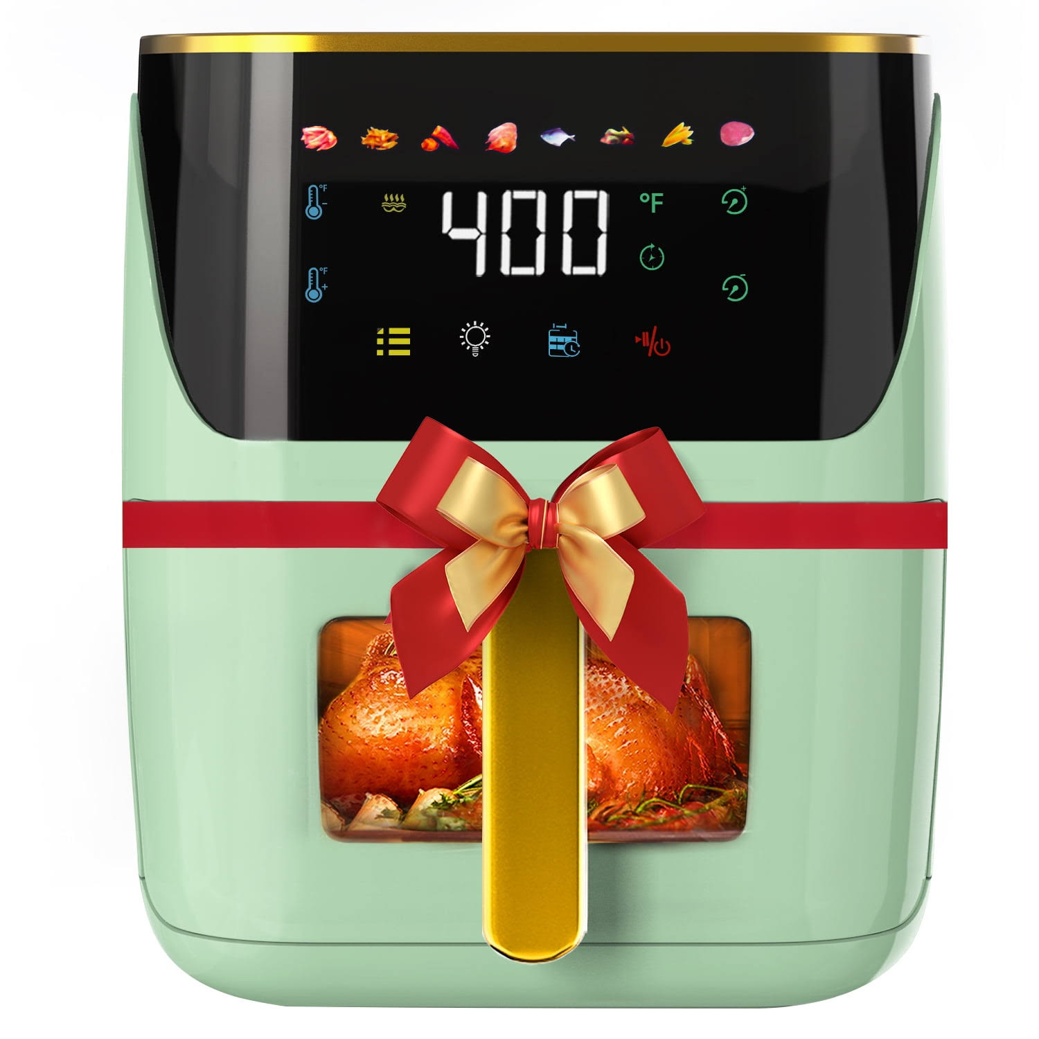 Newest Air Fryer Large 8.5 qt, White, 8 in 1 Touch Screen, Visible Window, 1750W