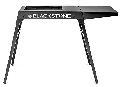Universal Griddle Stand with Adjustable Leg and Side Shelf - Made to fit 17¡± or 22¡± Propane Table Top Griddle ¨C Perfect Take Along Grill Accessories for Outdoor Cooking and Camping (Black)