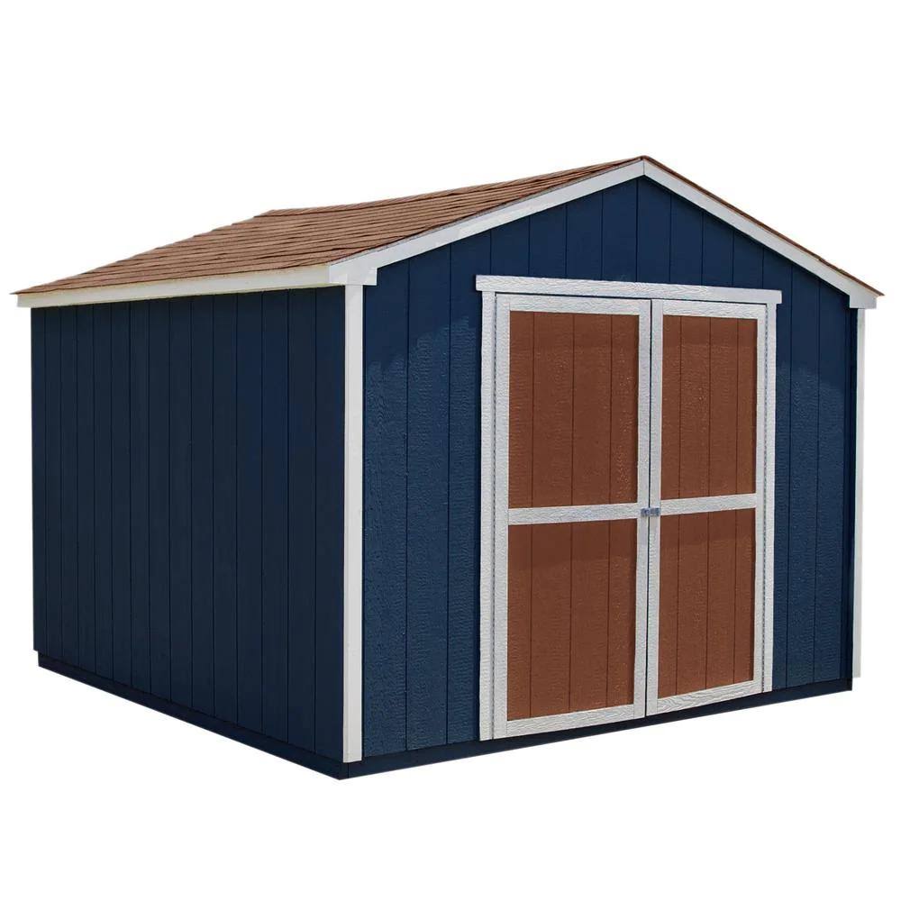 Handy Home Products Professionally Installed Princeton 10 ft. x 10 ft. Backyard Wood Storage Shed with Onyx Black Shingles (100 sq. ft.)