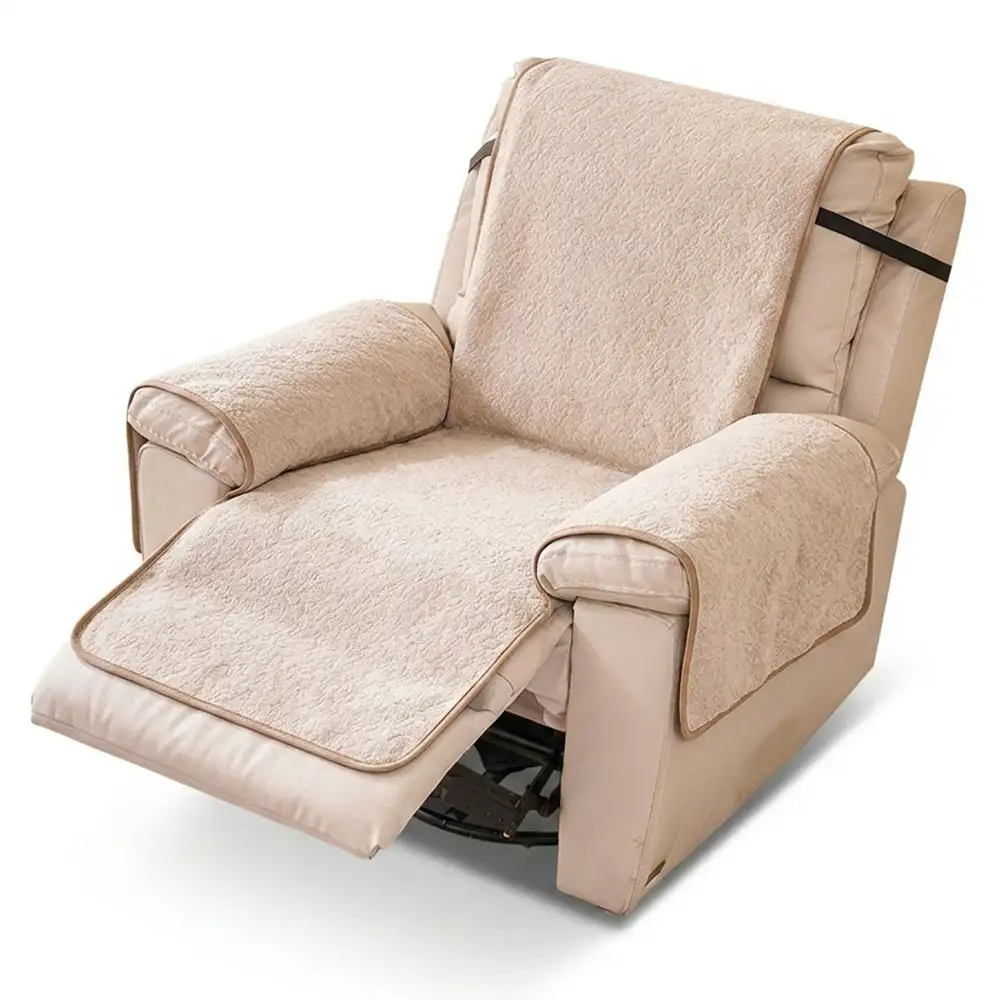 Chenille Scratch-Resistant Recliner Couch Cover With Straps - Snowflake