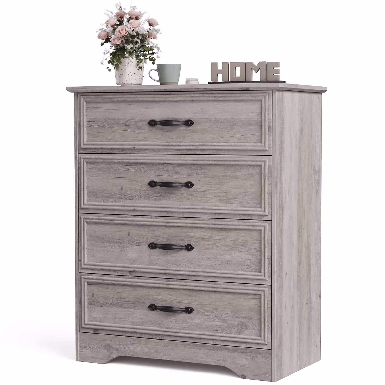4 Drawer Dressers for Bedroom, Modern Wood Chest of Drawers Storage Cabinet for Living Room, Hallway, Gray(Gray)