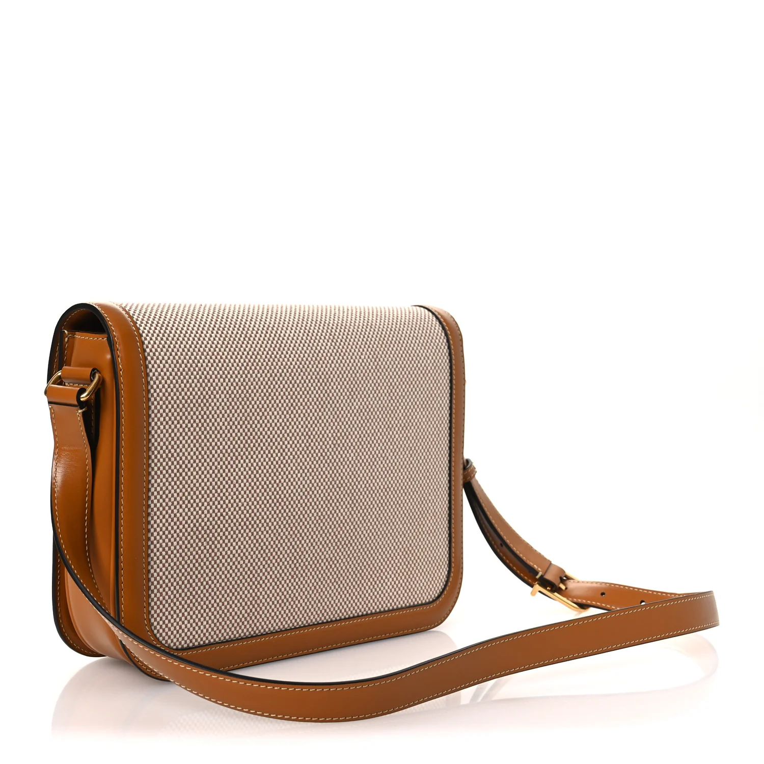 Smooth Calfskin Canvas 9to5 Shoulder Bag Natural Golden