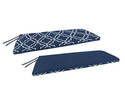 Jordan Manufacturing - Fandango Navy Reversible Outdoor Bench Cushion