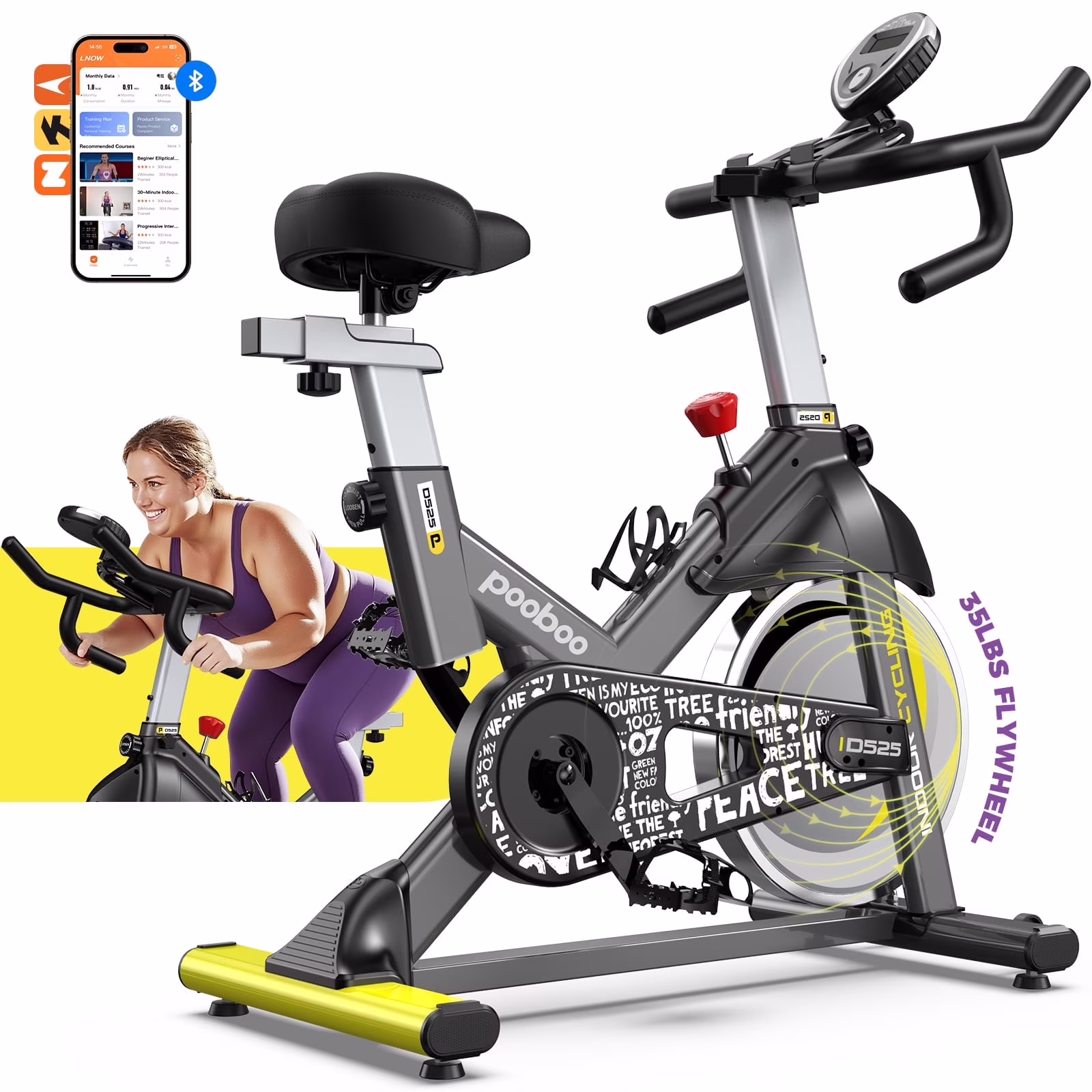Stationary Exercise Bike Indoor Cycling Bike Cycle Bicycle Adjustable Resistance for Home Office Cardio Workout Machine Max Weight 350 lbs(Orange)