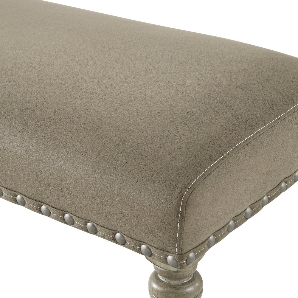 Birmingham Nailhead 6 - Piece Table with Nail Head Bench Dining Set, Driftwood