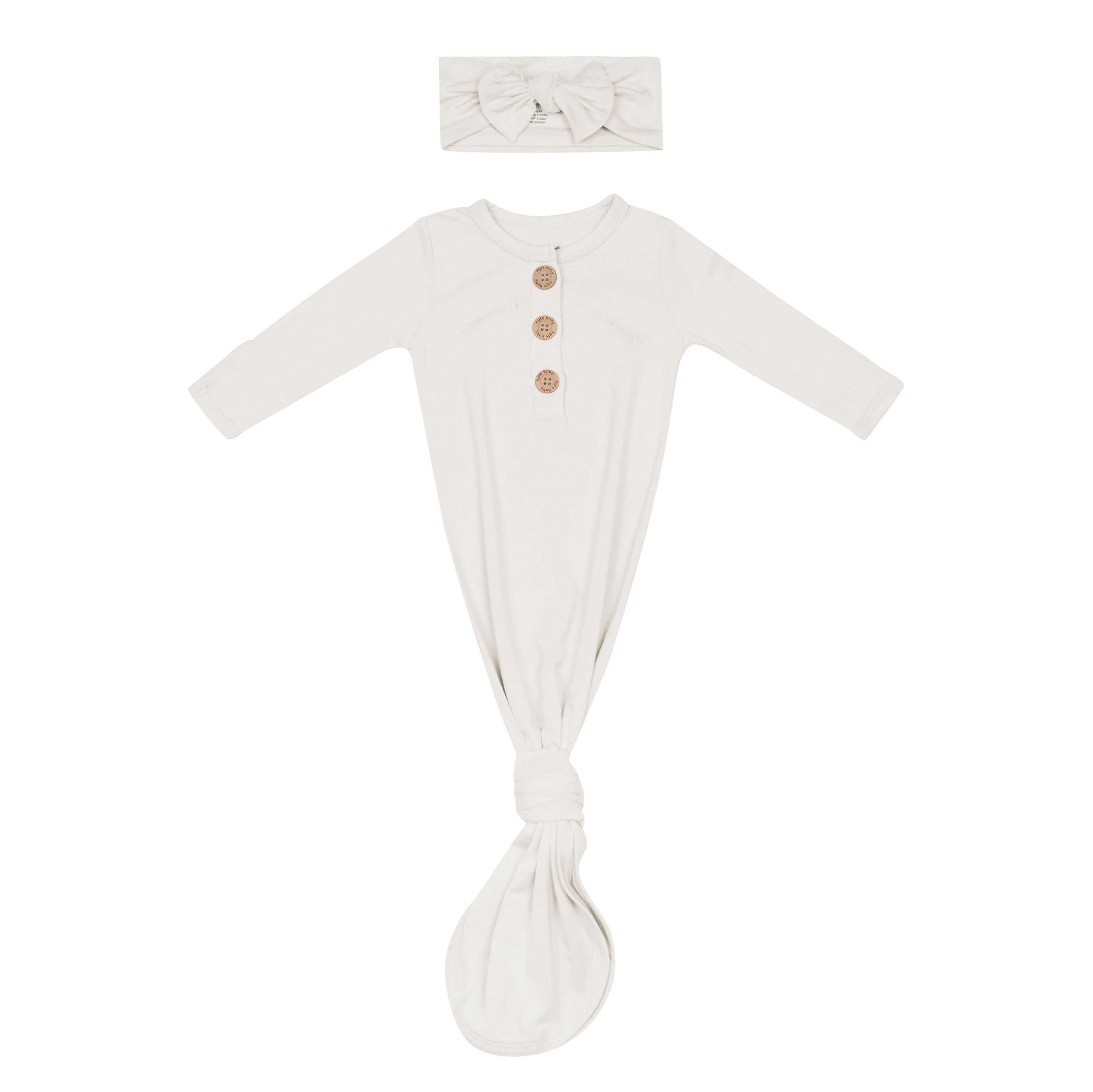 Knotted Day Gown with Bow Set in Oat